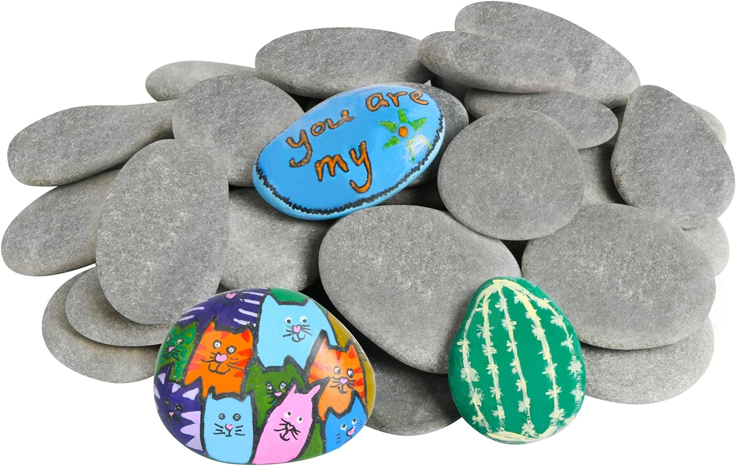Simetufy 35 Pcs Large Painting Rocks, 2"-3" Flat Stones for DIY Arts and Crafts, Hand Selected Smooth River Rocks image number 4