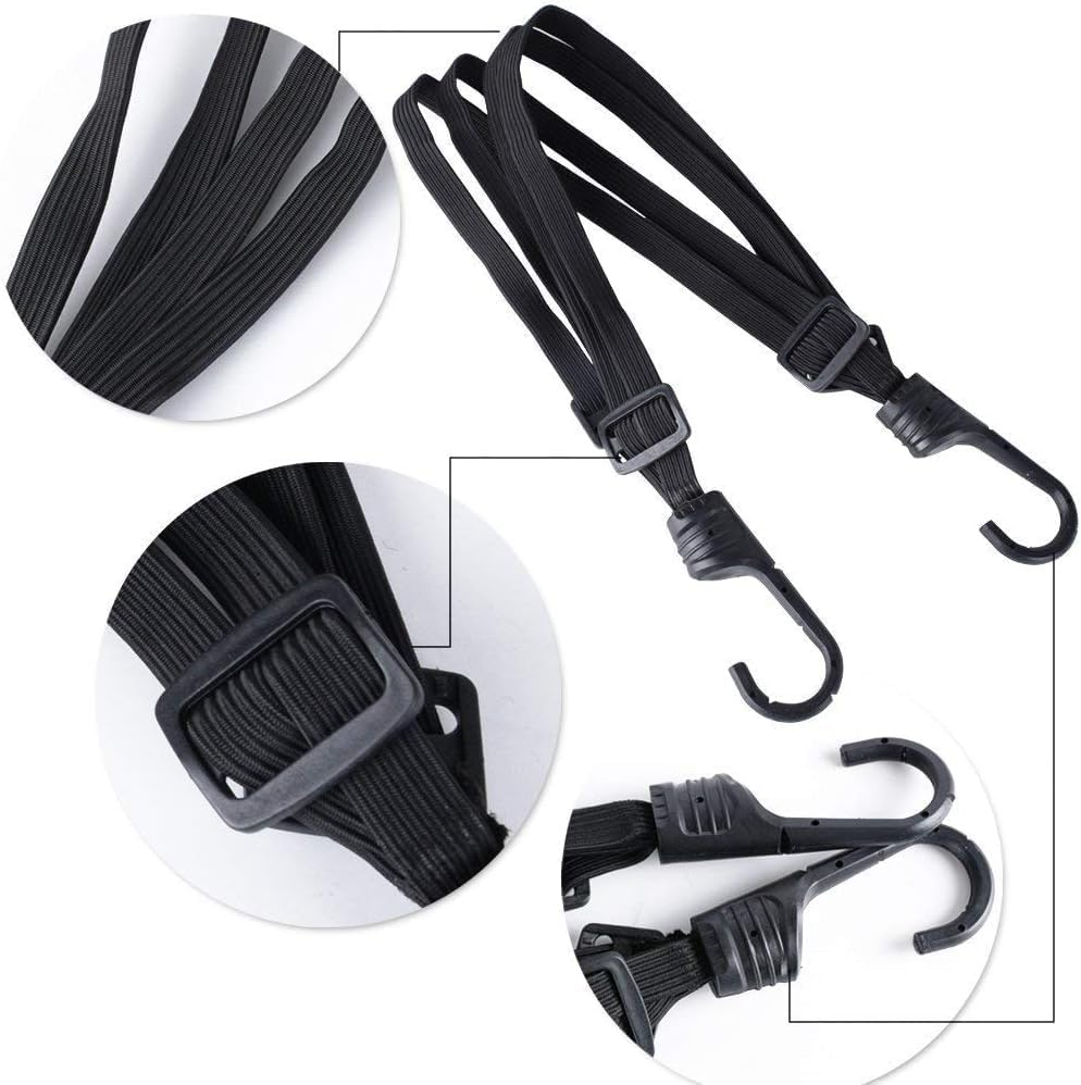 Motorcycle Cargo Net, 3 Pcs with Helmet Rubber Rope, 40Cm X 40Cm Elastic Bungee Net, Adjustable with Hooks for Motorbike, Bike, Roof, ATV image number 6