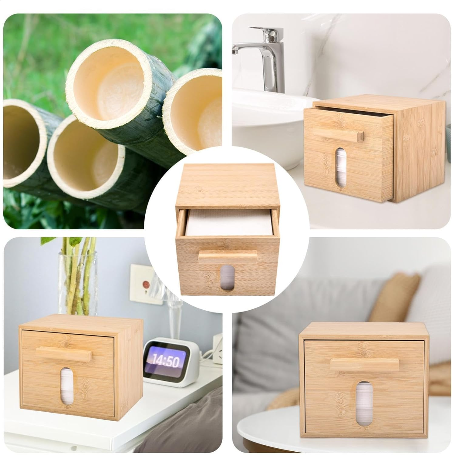 Face Towel Box, Dry Wipes Holder with Drawer, 7.48X6.3X6.1 Inches Convenient Multipurpose Compact Dustproof, Clean Face Towel Dispenser for Bathroom, Vanity, and Living Room image number 4