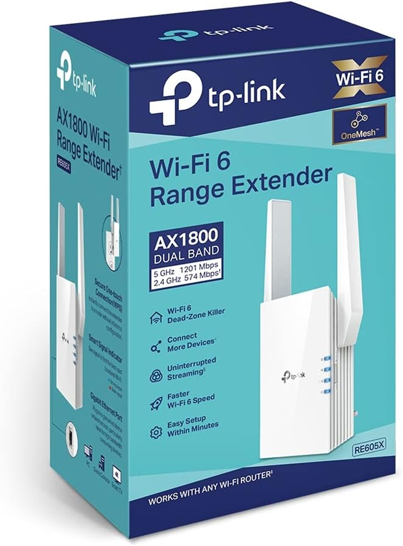 Tp-Link Repeater RE605X - AX1800 Wi-Fi 6 Range Extender, Black image number 2