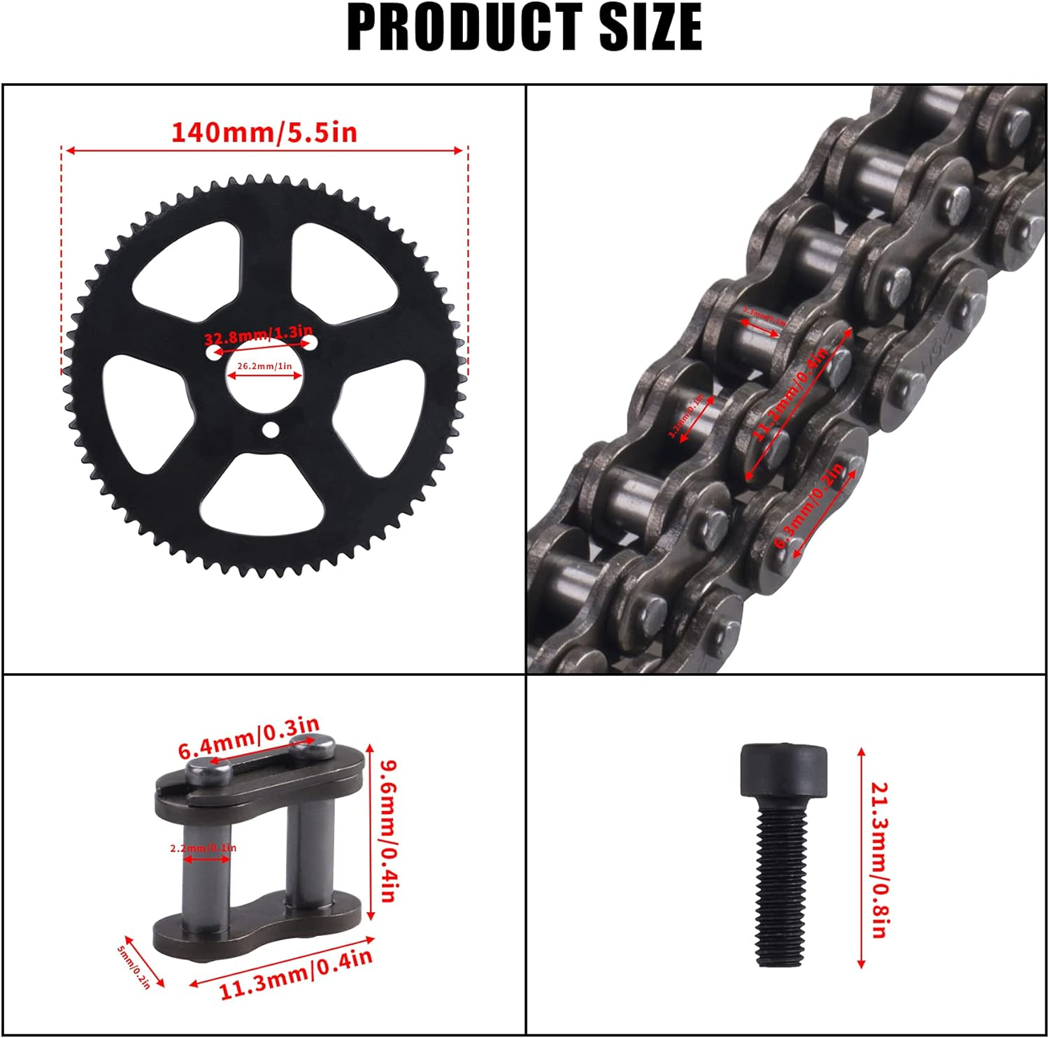 25H 136Links Chain + 68T 68 Tooth Rear Sprocket,Fit for 49CC Mini Small Sports Car Pocket Bike 2 Stroke Off-Road Motorcycle Chain Pinion Chain Drive Gear image number 2