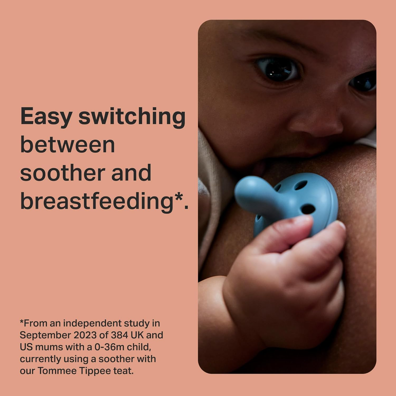 Tommee Tippee Breast-Like Soother, Lightweight, One-Piece Silicone Design, Symmetrical Teat, 0-6M, 2 Pack image number 5