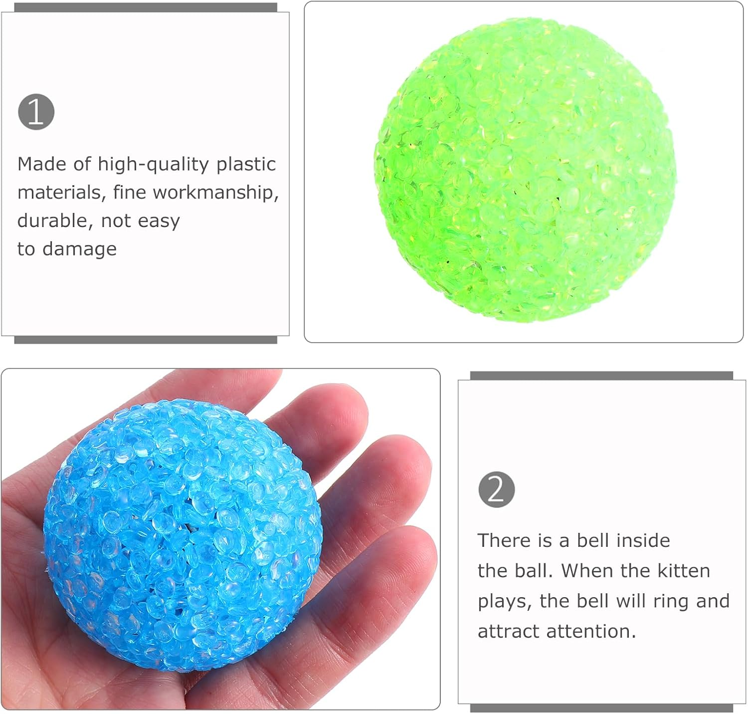 ULTECHNOVO 6 Pieces Busy Game Play Funny Assorted Ball Colour Plastic Pet Your Holds for Bells Random with Cat Exercise a and Bell Toy Toy Kitten image number 2