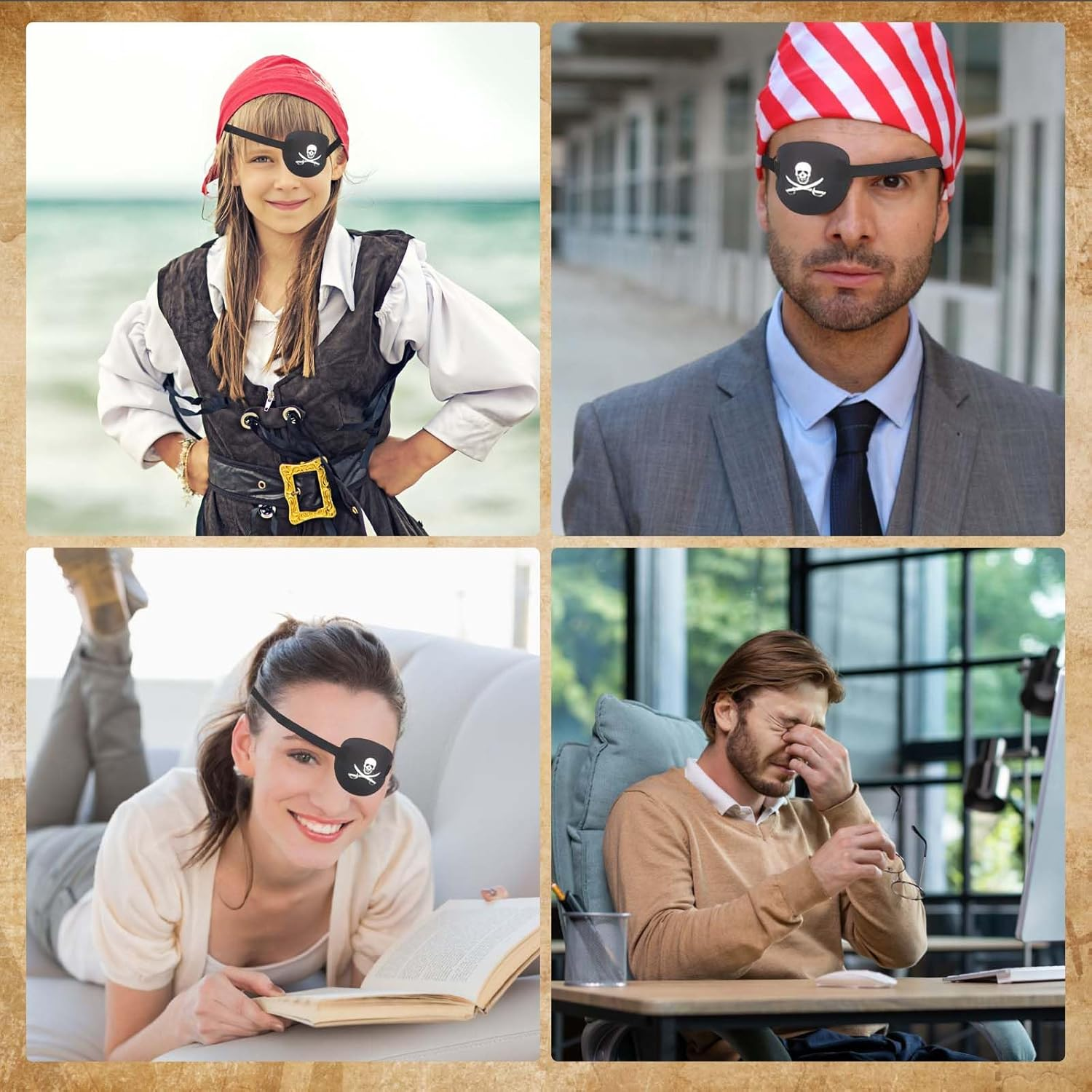 2Pcs Eye Patches for Adults, Soft 3D Adjustable Lazy Eye Patches for Left & Right Eye for Improving Weak Vision Strabismus, Surgery Recovery Period (Black) - Leopard Print image number 7