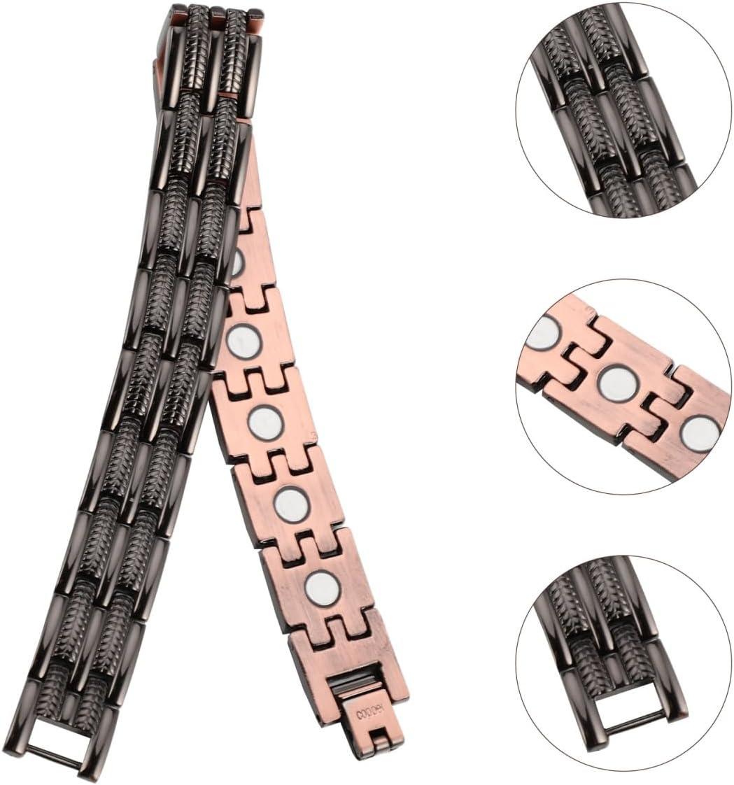 Gatuida Copper Therapy Bracelet for Men Dual-Row Wristband for Health Stylish and Chain Circulation and Muscle Relief image number 4