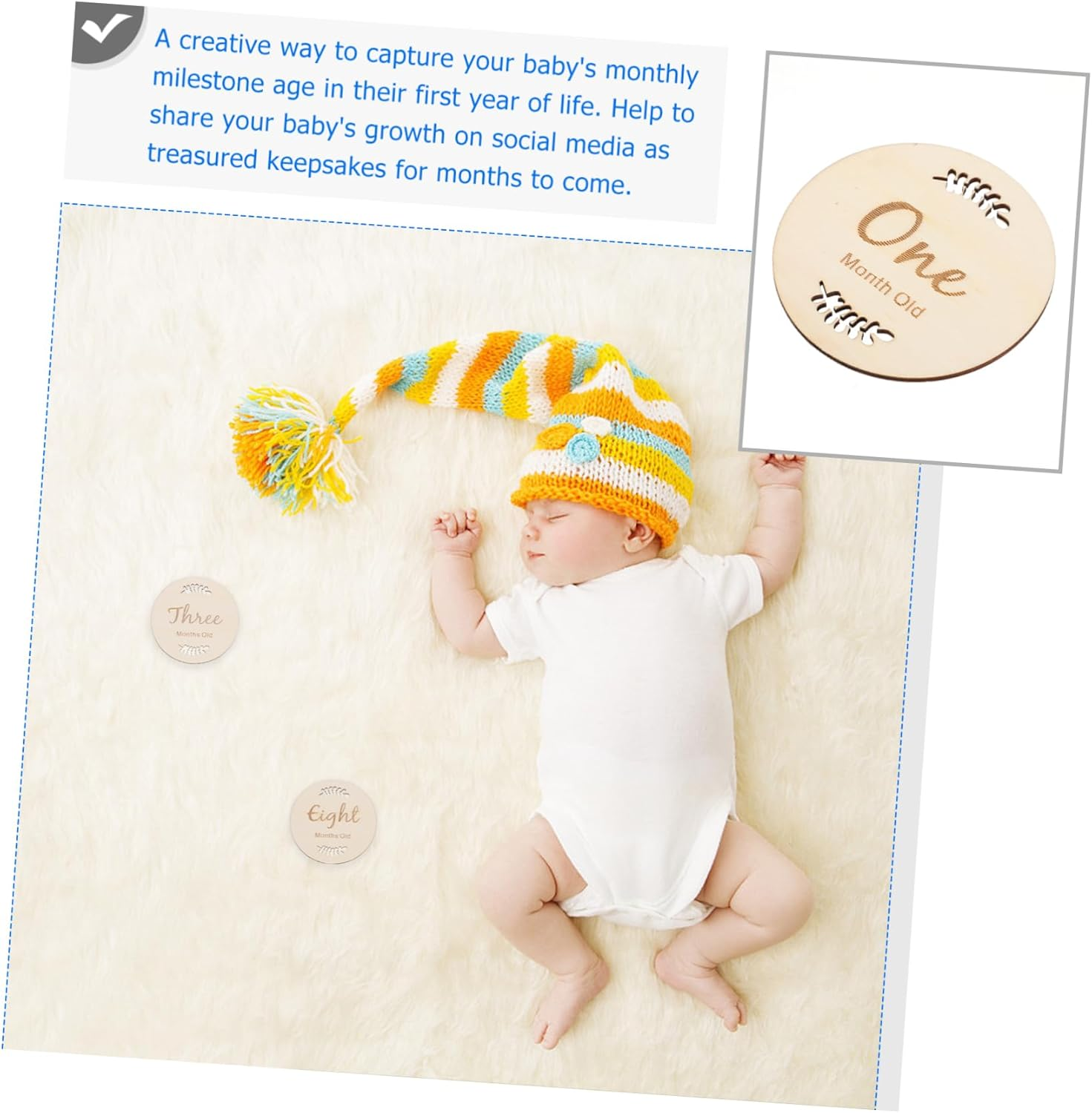 12Pcs Milestone Cards Creative Wooden Growth Celebration Cards for Newborn Photography Safe Durable Designs to Capture Precious Moments image number 2