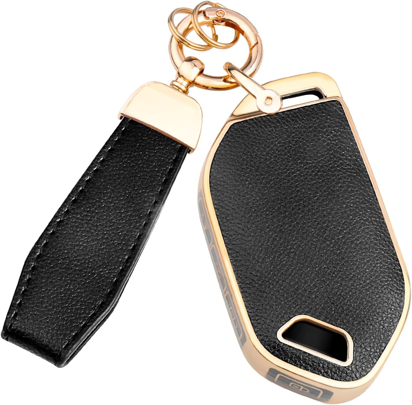 QBUC for Kia Key Fob Cover, Leather Texture Fits 2023-2025 Telluride Sorento Carnival K4 K5 Gt-Line Key Fob Case, Upper Leather + Soft TPU 360&deg;Car Key Protector with for Kia Accessories (Brown)