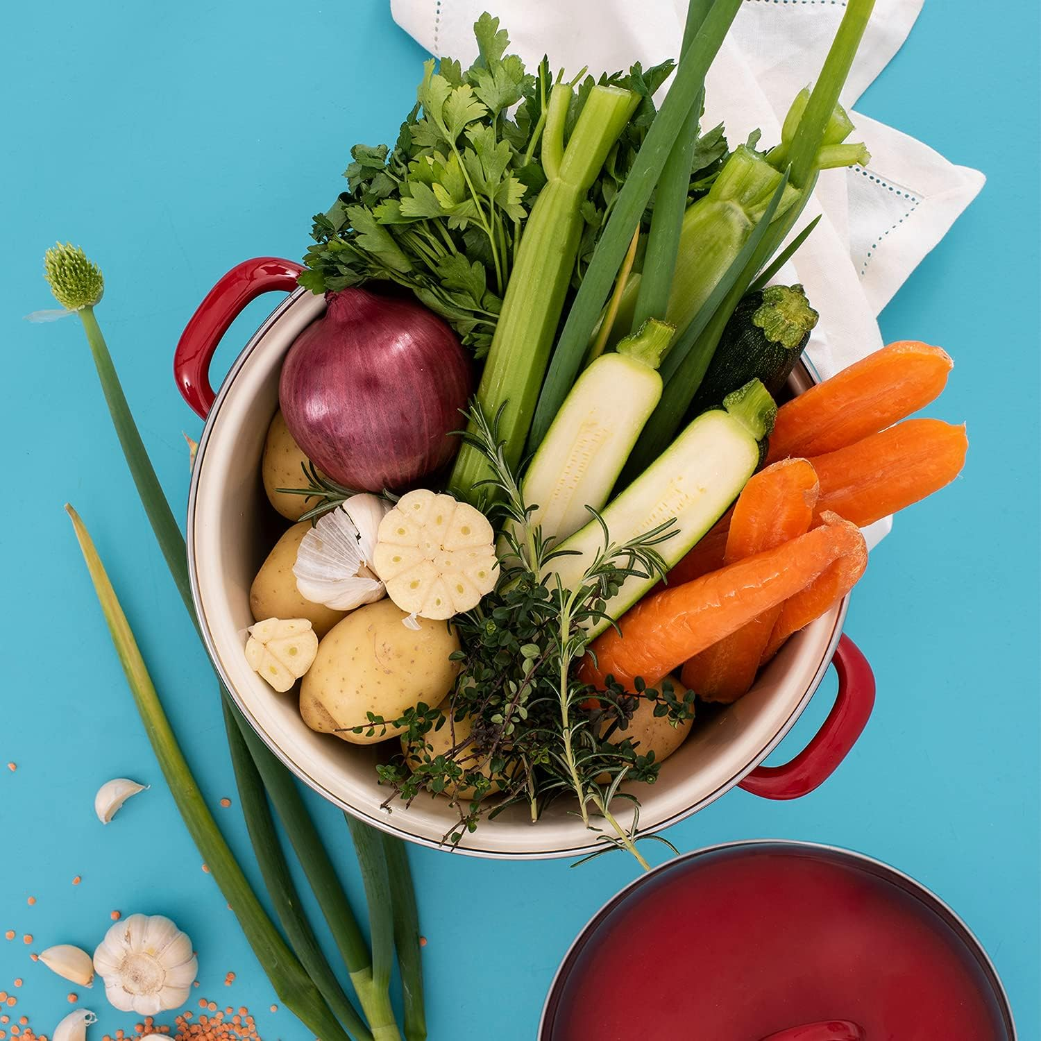 Chasseur Enamel Stock Pot, 24 Cm Size, Red
