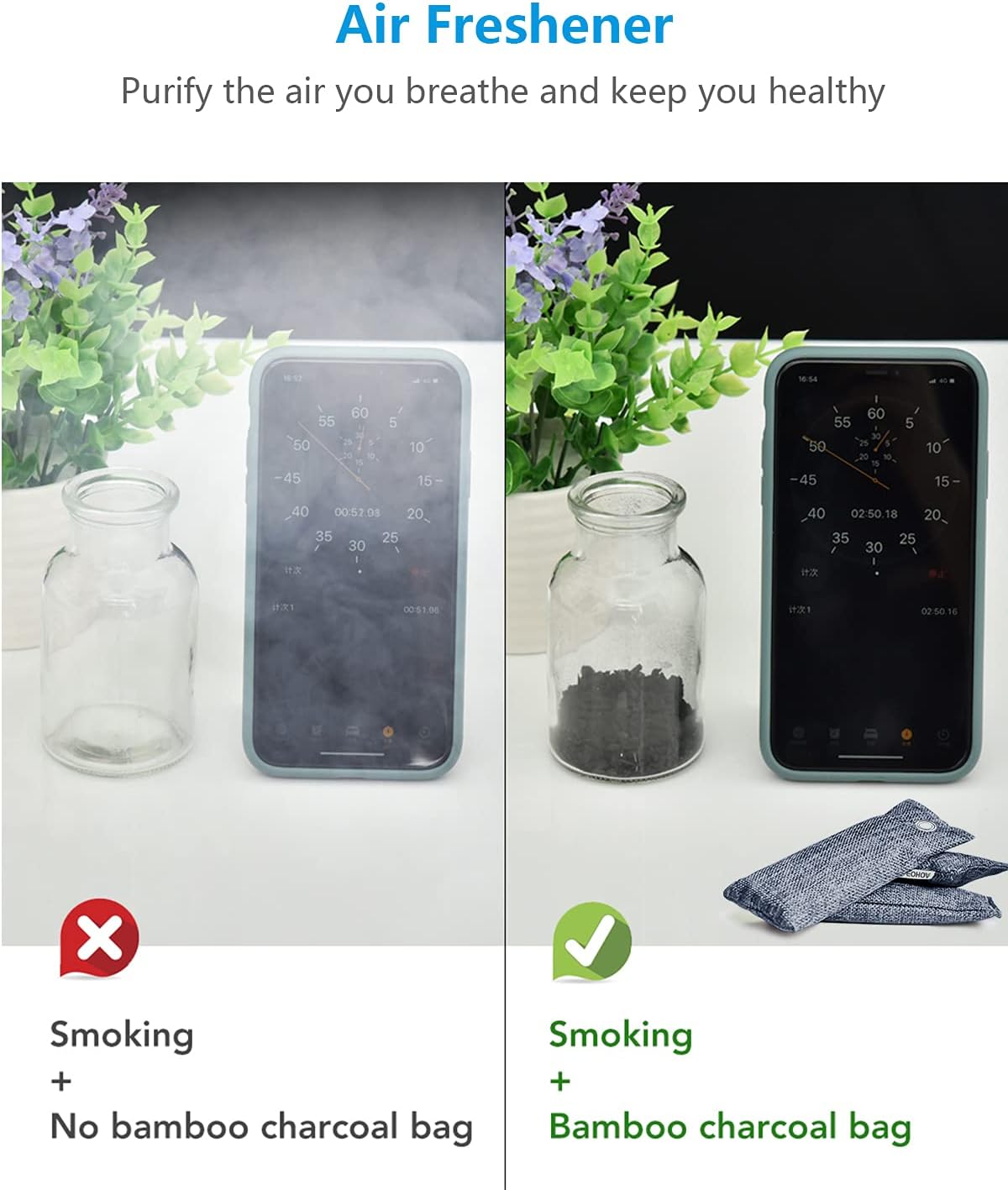 FOHOA Natural Air Purifier Deodorizer Bags 12 Packs, Activated Bamboo Charcoal Air Purifying Bags, Odor Absorber, Shoe Odor Eliminator, Air Fresheners for Home, Shoes, Closet, Car, Gym, Damp Rid, Pet image number 6