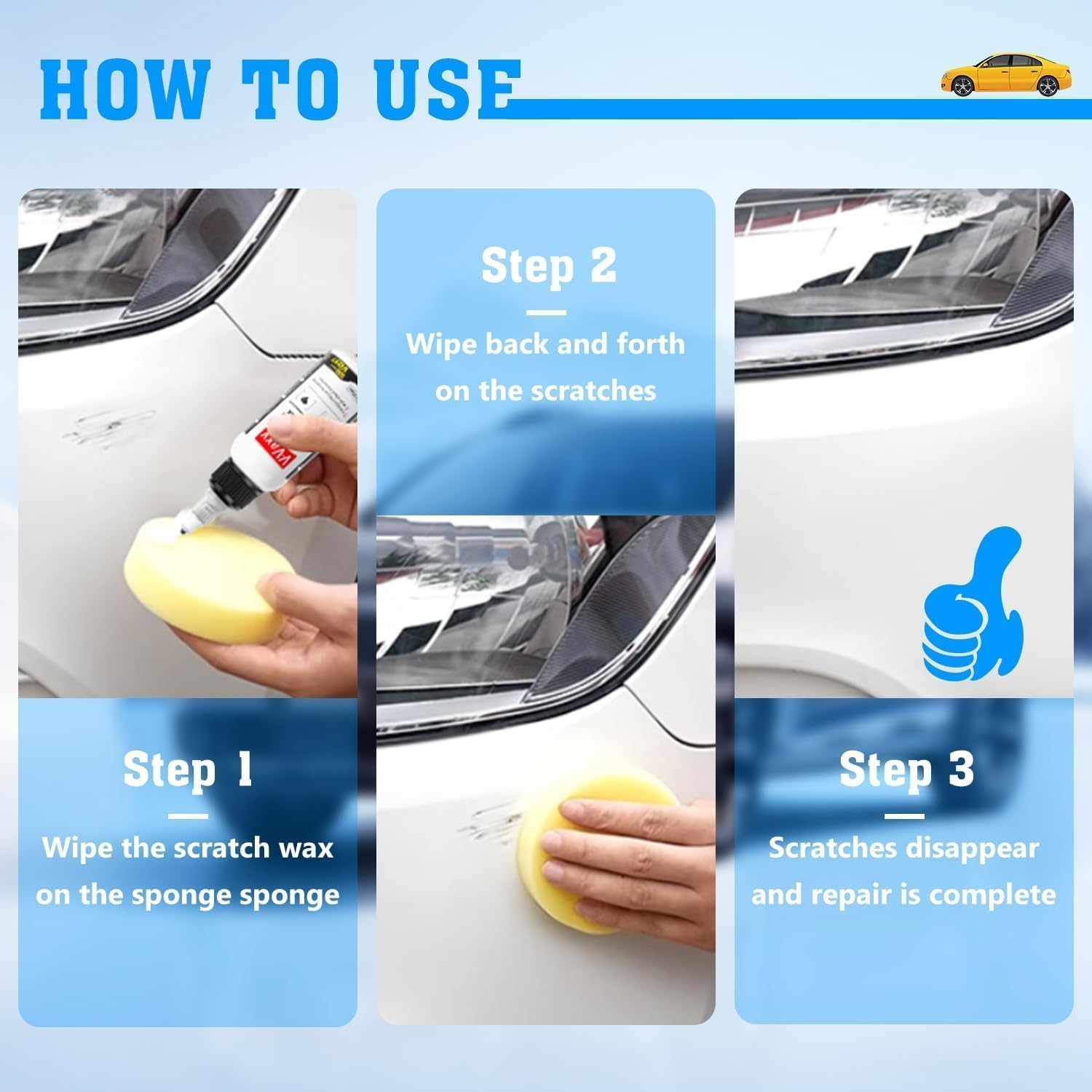 3Pcs V-Vaxy Car Scratch Repair Wax, Ultimate Paint Restorer, Removal Kit, Car Paint, Scratchs Repairs Waxs for Car,Cars Scuff Removal image number 6