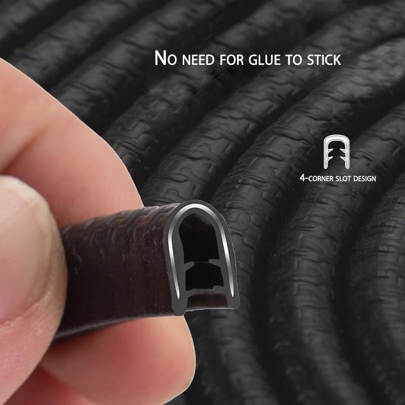 20Ft(6M) Black Car Door Edge Guards, Rubber Trim with U Shape, Universal Fit for Most Cars, No Glue image number 5