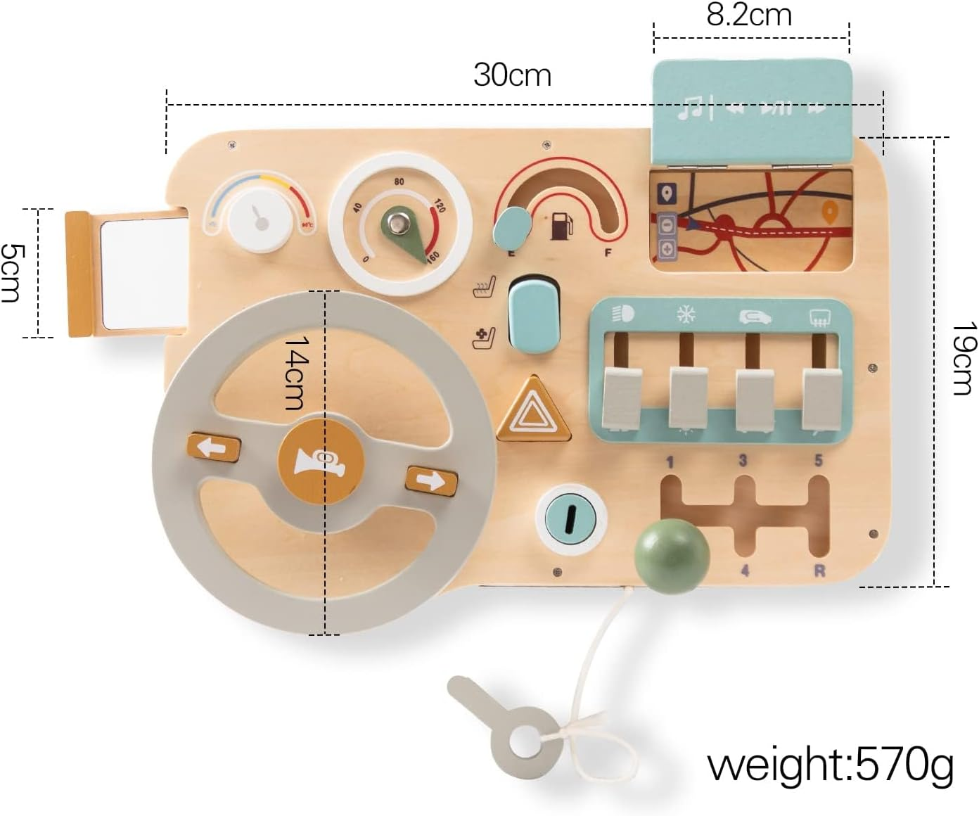 IEATFO Montessori Busy Board Wooden Sensory Toys Steering Wheel for Toddlers, Car Driving Toddler Busy Board Wooden Sensory Toys for Kids 3+ Years Old Preschool Learning Toy with Fine Motor Skills