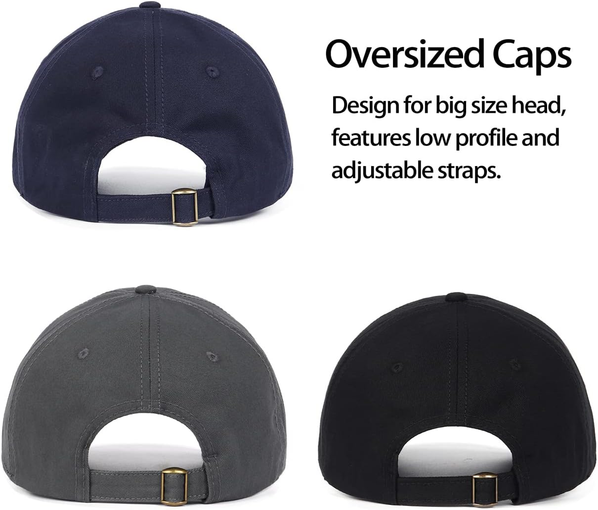 Zylioo Oversize XXL Baseball Caps,Adjustable Dad Caps for Big Heads 22"-25.5",Extra Large Low Profile Golf Hats image number 6
