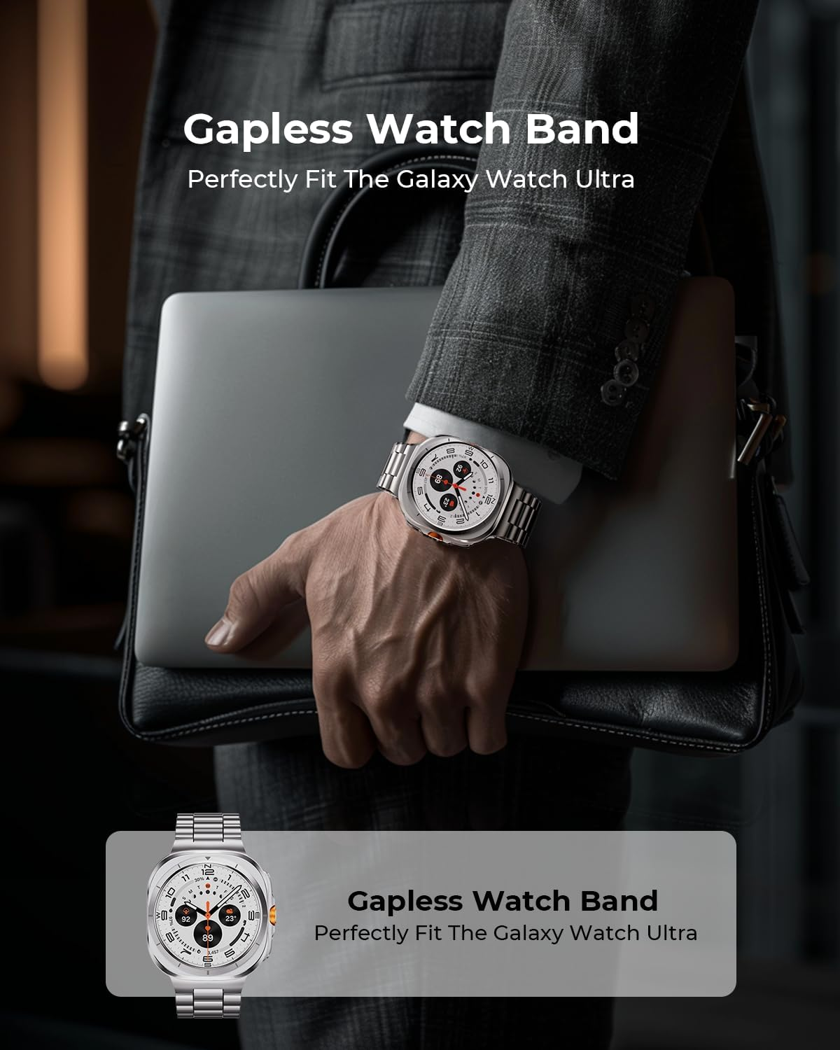 SUNDAREE Band Compatible with Samsung Galaxy Watch Ultra 2024/2025 47Mm,No Gap Men Woman Stainless Steel Metal Replacement Bracelet Smartwatch Strap for Galaxy Watch Ultra Sm-L705,Silver image number 5