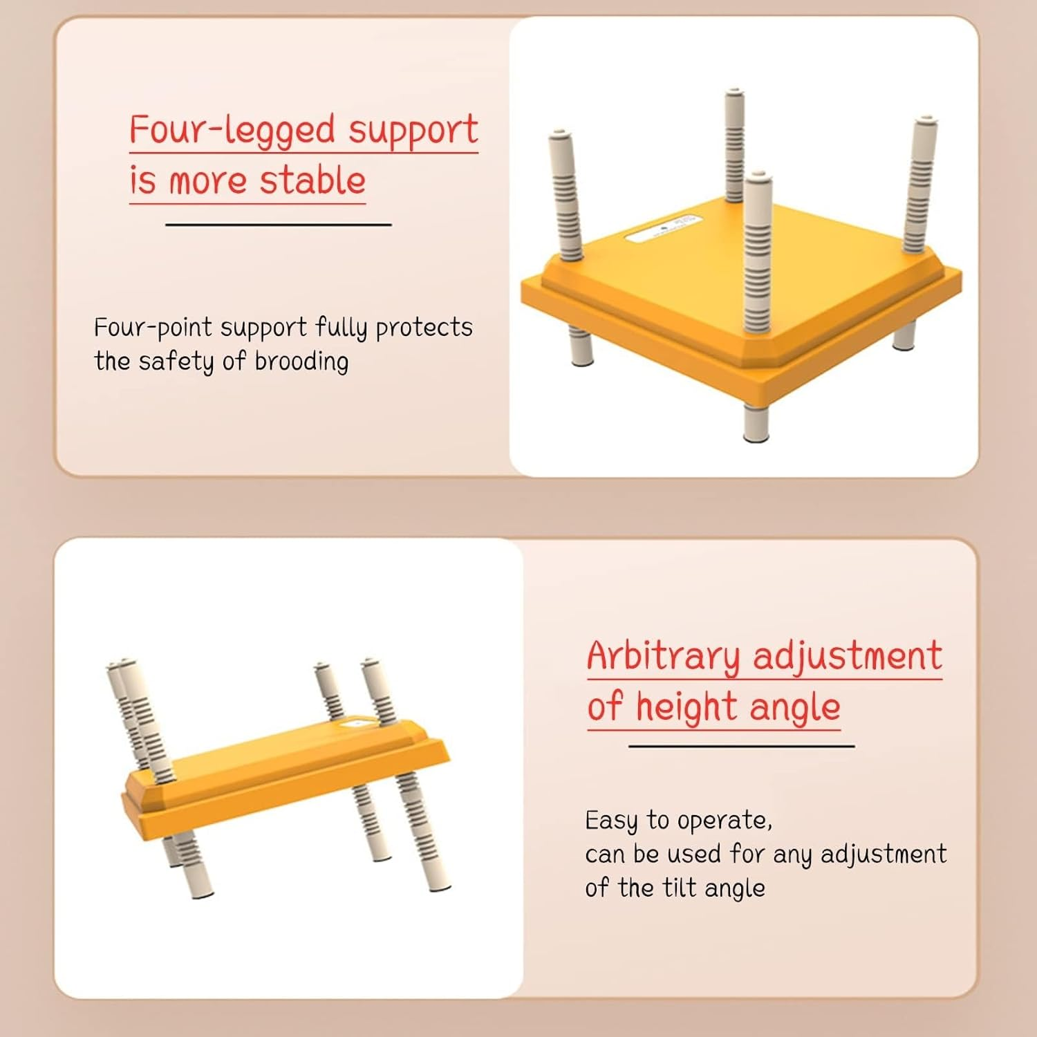 Brooder Heater for Chicks, Chicks Heating Plate with Adjustable Height and Angle 15W Chicken Brooder Warm like Mother Hen (Orange, 30CM) image number 4