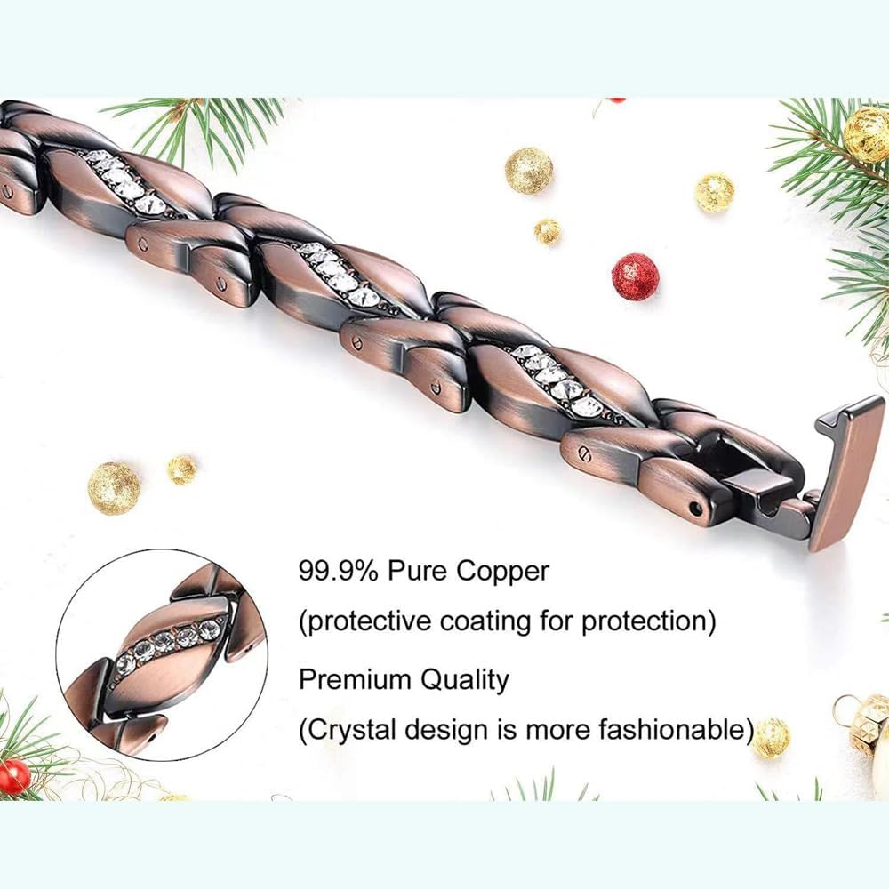 Adjustable Magnetic Bracelet for Women with 3500 Gauss Magnets, Magnetic Therapy Bracelet for Arthritis Pain Relief, Elegant Magnetic Bracelets for Women, Jewelry Gift with Sizing Tool image number 3