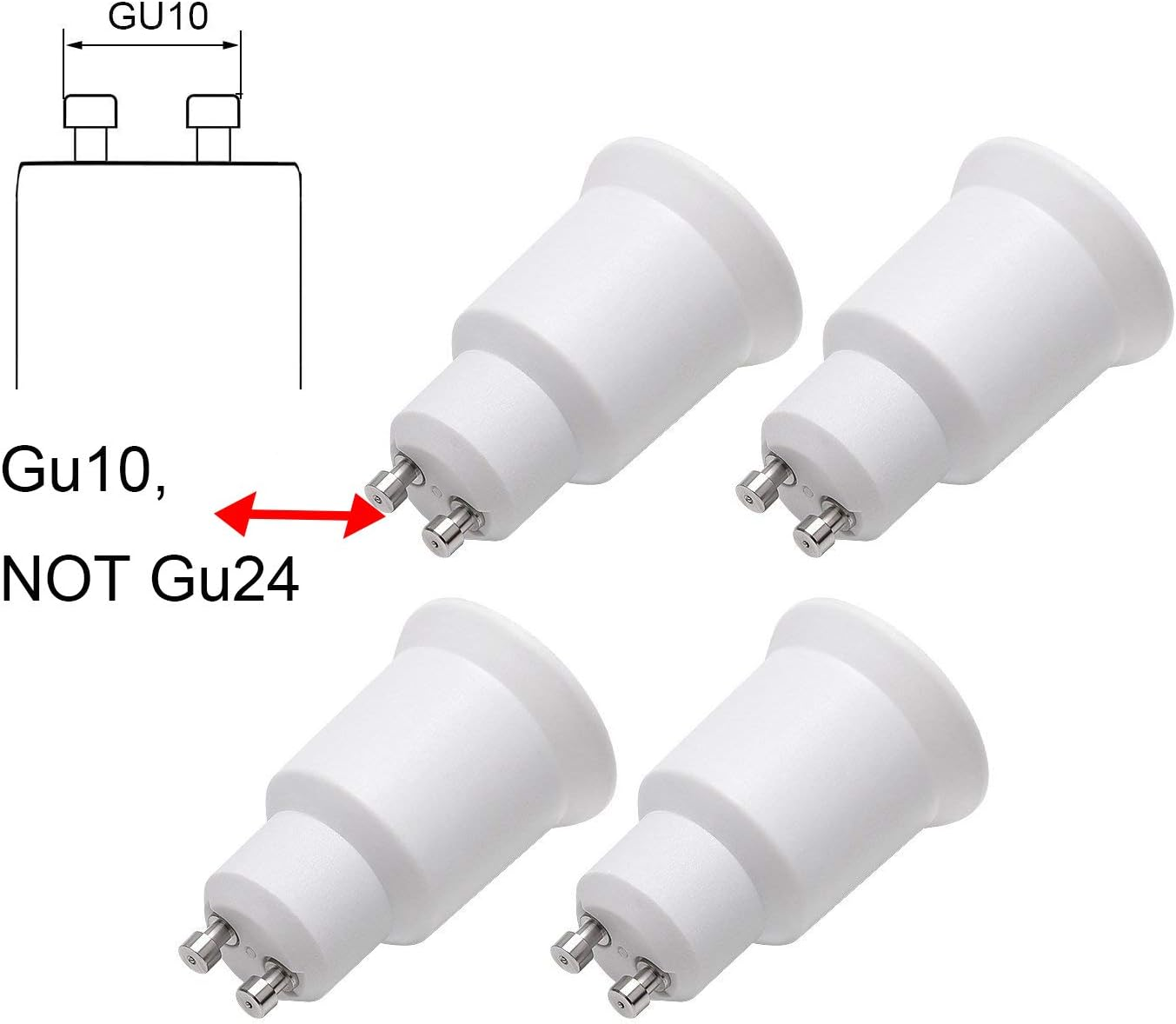 E-Simpo&reg; 6-Pack GU10 to E26/E27 Adapter, Lamp Base Converter, Holder Adapter - Install E26/E27 Lamps into GU10 Socket image number 2