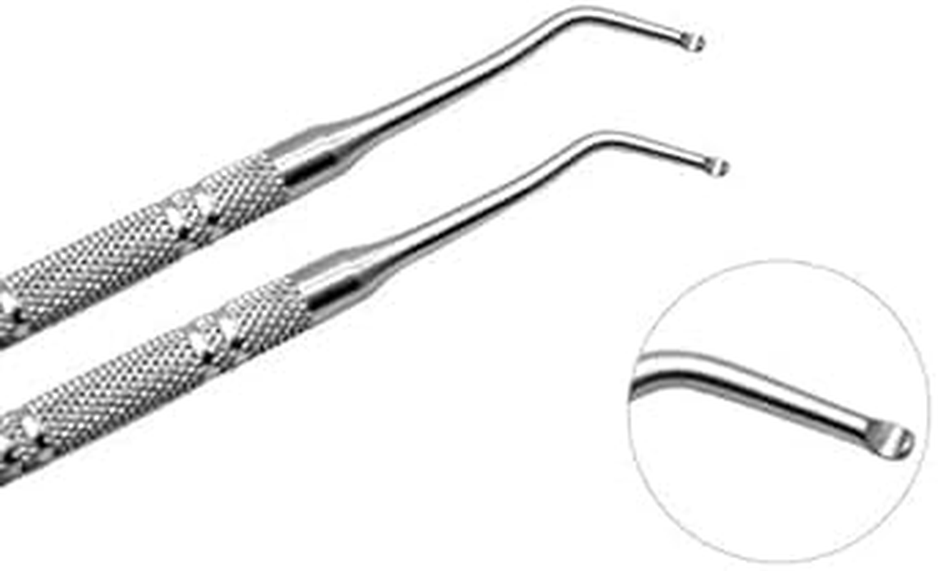 Stainless Steel Armor Remover Paronychia Cuticle Pedicure Double Head Nail Groove Scoop Tick Orthodontic Nail Toenail Toenail Pick Tool, Remove Dirt from Your Nails-(Silver,1Pcs) image number 2