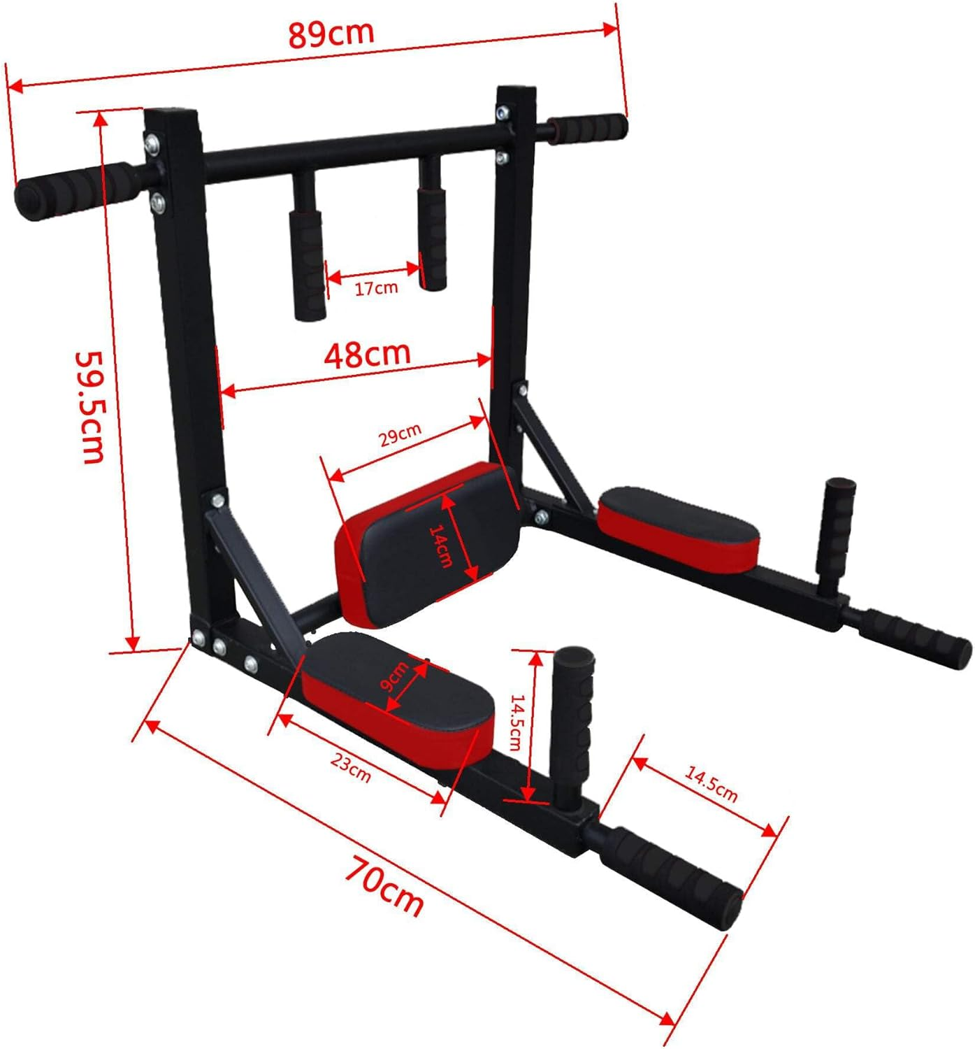 Fitness Master Chin up Bar Power Pull up Wall Mounted Gym Dip Station Equipment image number 4
