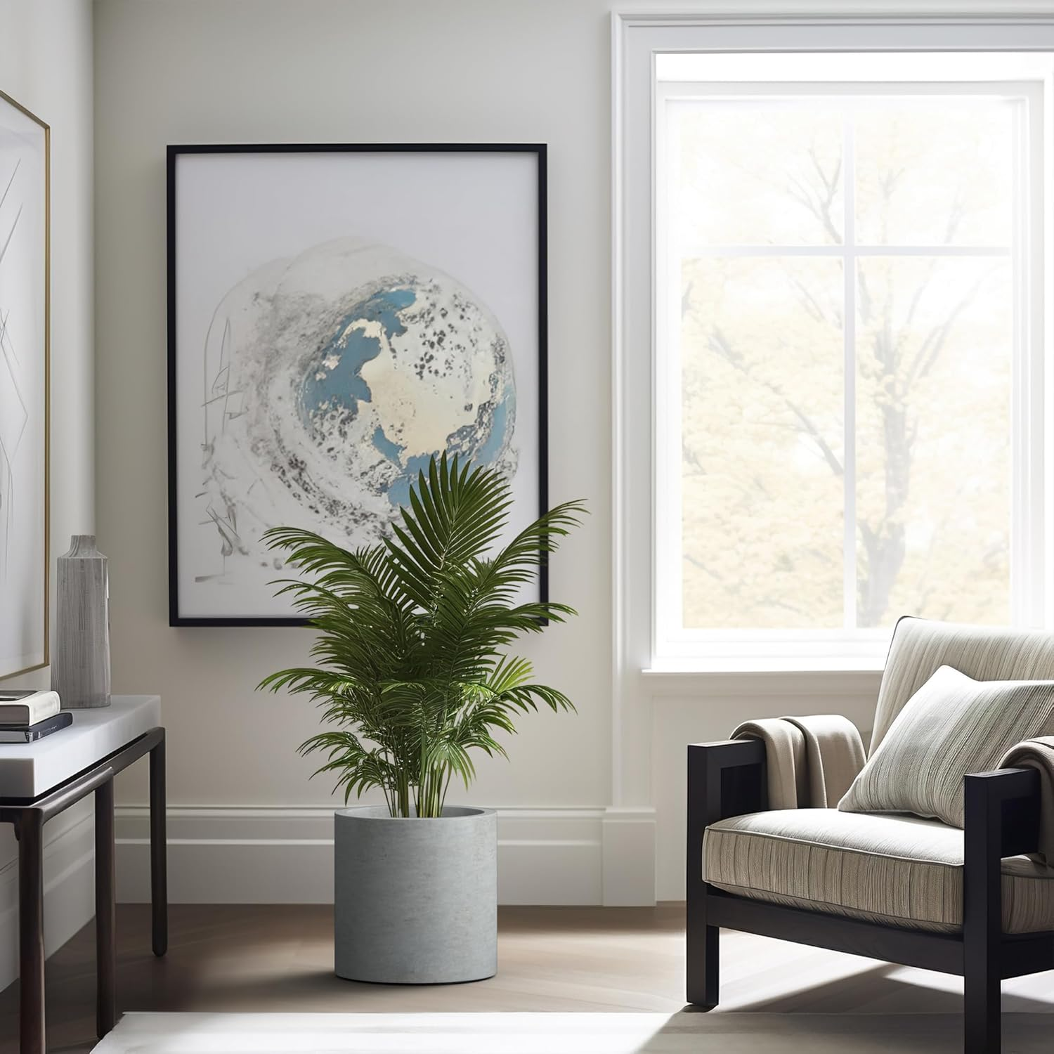 Kante 12.6" Dia Concrete Outdoor Modern Cylindrical Planters Set of 3, Natural Concrete image number 6