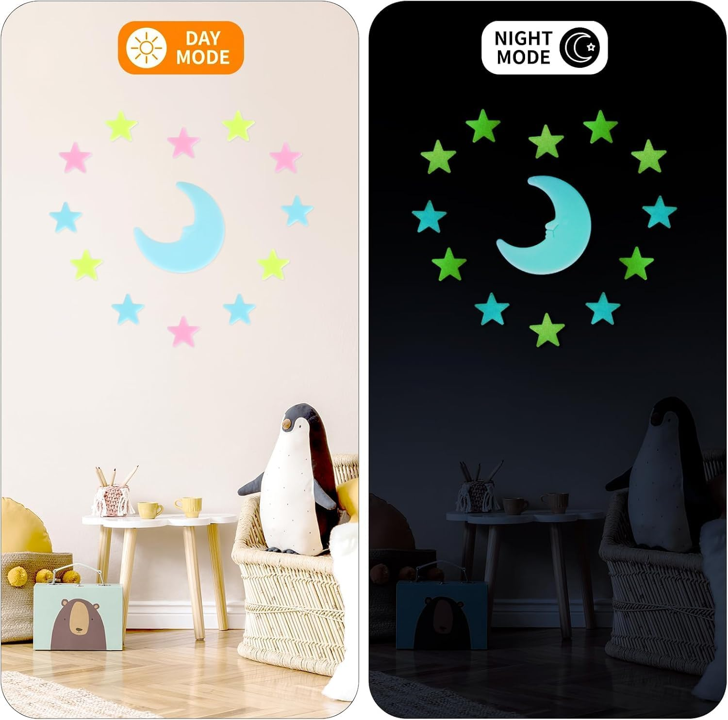Glow in the Dark Stars and Moons for Kids Bedroom &ndash; 200 Glow Stars Ceiling Stickers & 6 3D Moons &ndash; Wall & Ceiling Room Decor for Boys and Girls image number 3