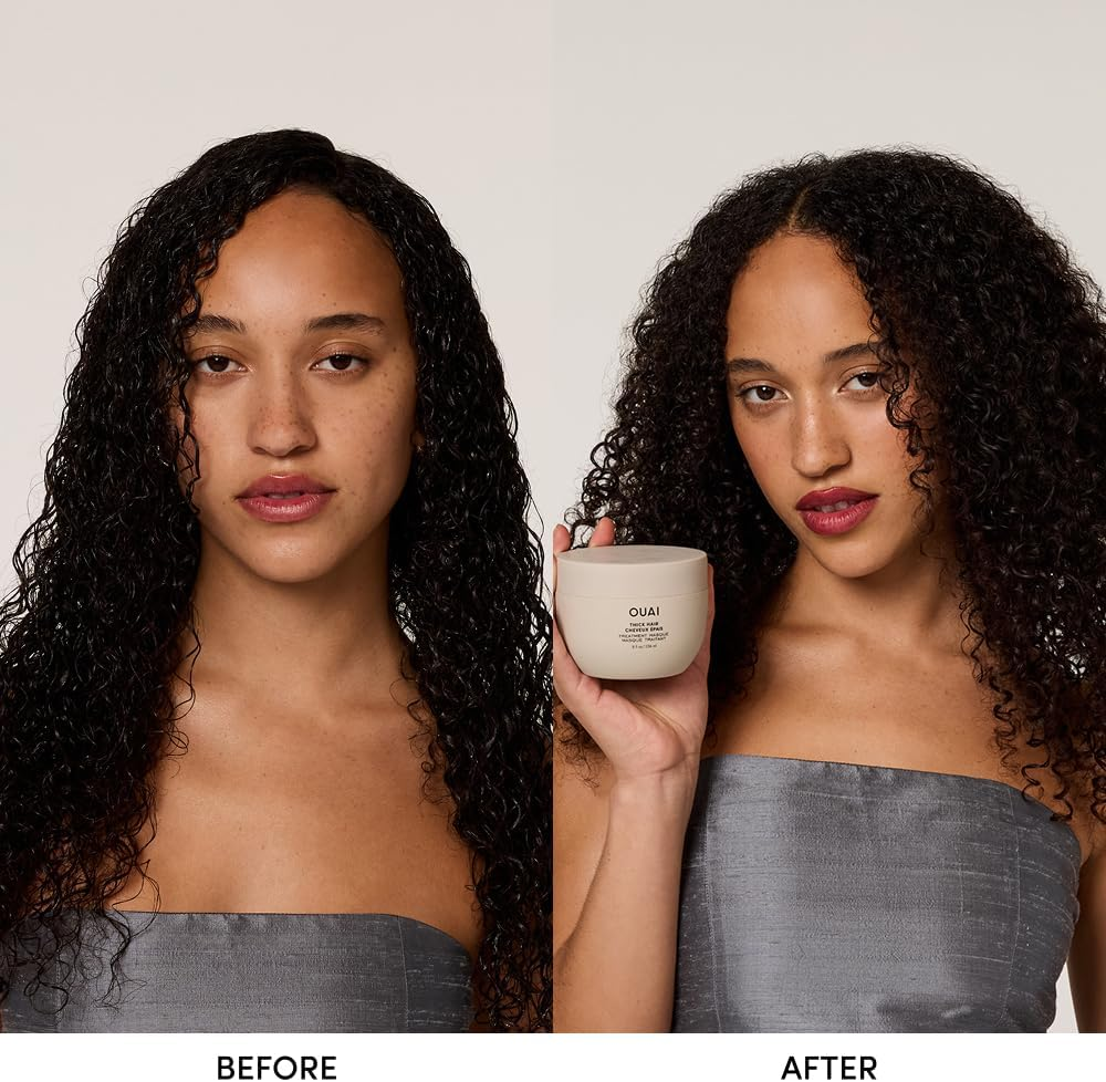 (NEW - THICK) - OUAI Treatment Masque. Repair and Restore Hair with the Deeply Moisturising Hair Masque. Leave Hair Feeling Soft, Smooth and Strong. Free from Parabens and Phthalates (101Ml) (NEW - THICK) image number 3