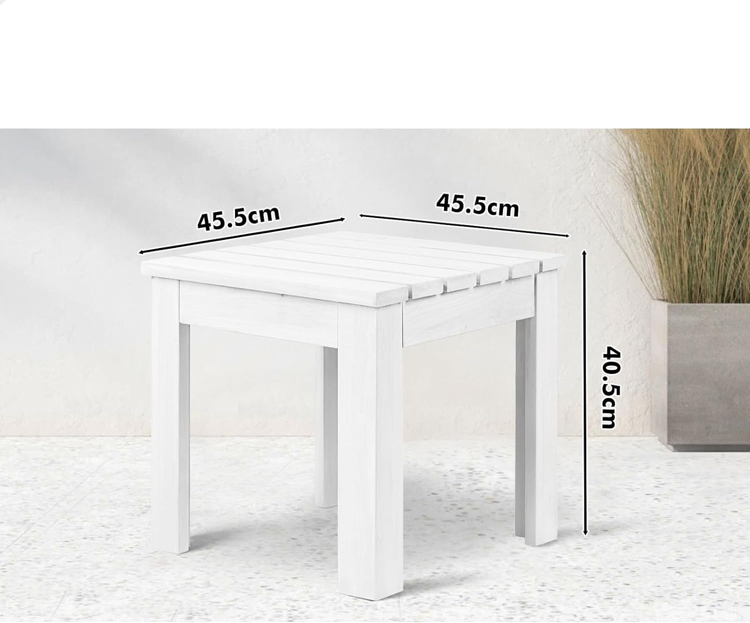 ALFORDSON Outdoor Wooden Desk for Adirondack Chair Bench, Fir Wood Lawn Outdoor Furniture Coffee Table for Patio Garden Park Porch, Slatted Design Tabletop for Armchair Lounge, White Color image number 2