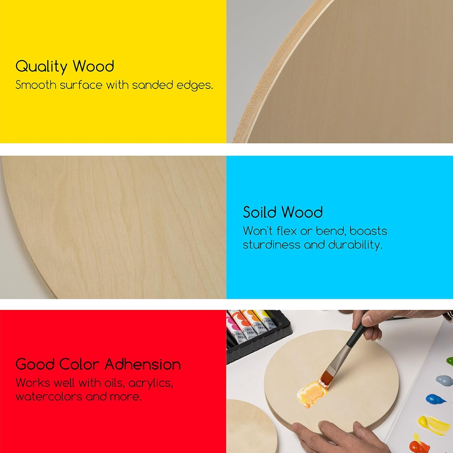 MEEDEN round Wood Canvas Panels: 3/4" Deep 12" Dia round Wooden Canvas Panel - Pack of 2 Cradled Wood Art Boards for Pouring Art, Crafts, Painting image number 5