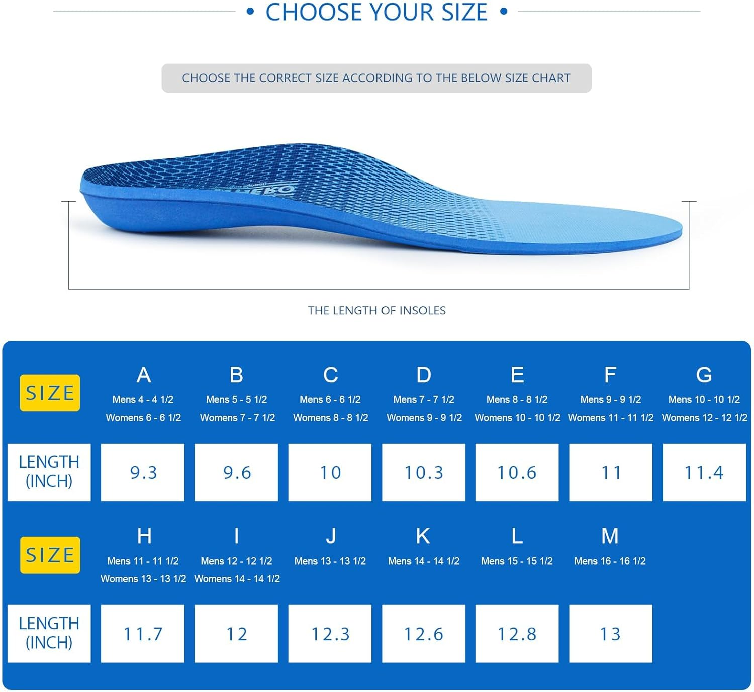 Plantar Fasciitis Feet Insoles Arch Supports Orthotics Inserts Relieve Flat Feet, High Arch, Foot Pain Mens 6-6 1/2 | Womens 8-8 1/2 image number 6