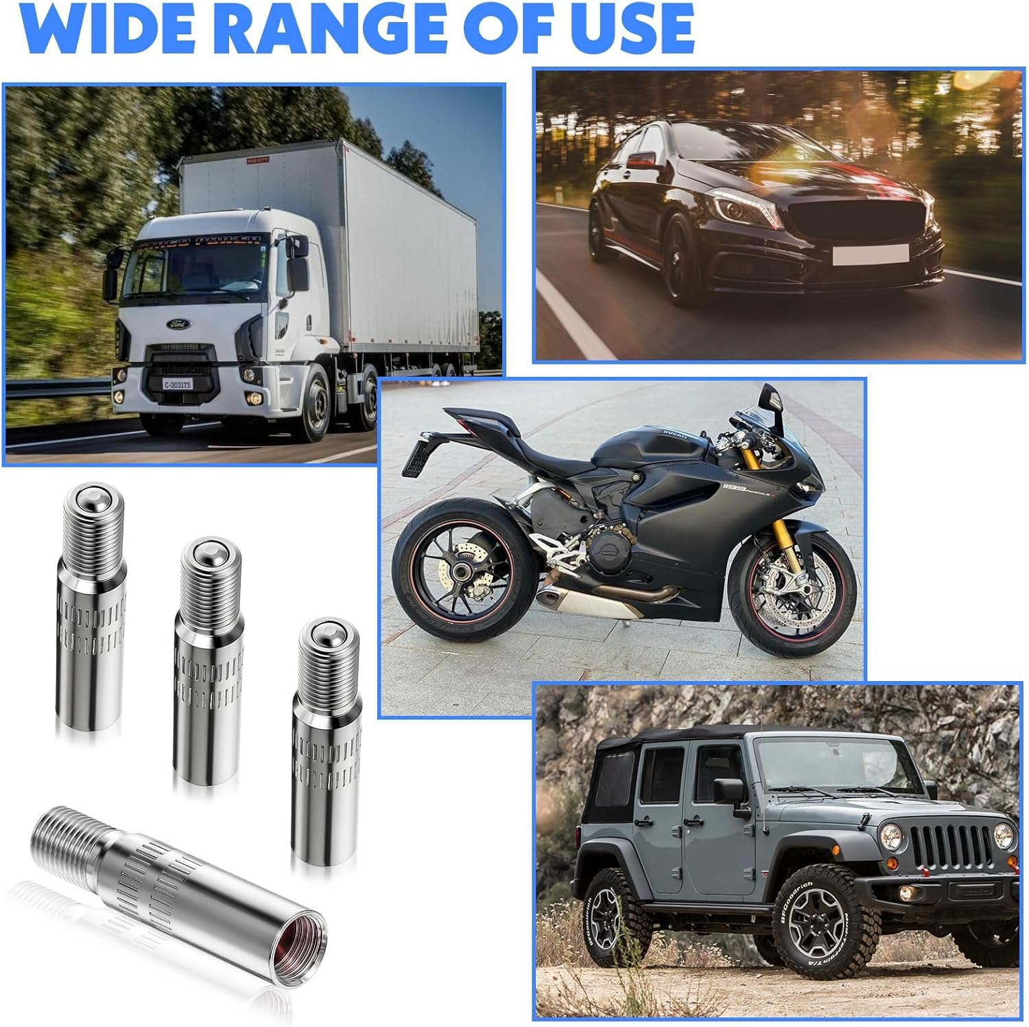 4 Pcs Tyre Valve Extension - Tire Valve Extenders Brass Tire Stem Extension Wheel Tire Cap Extender Adapter for Car Motorcycle Truck image number 6