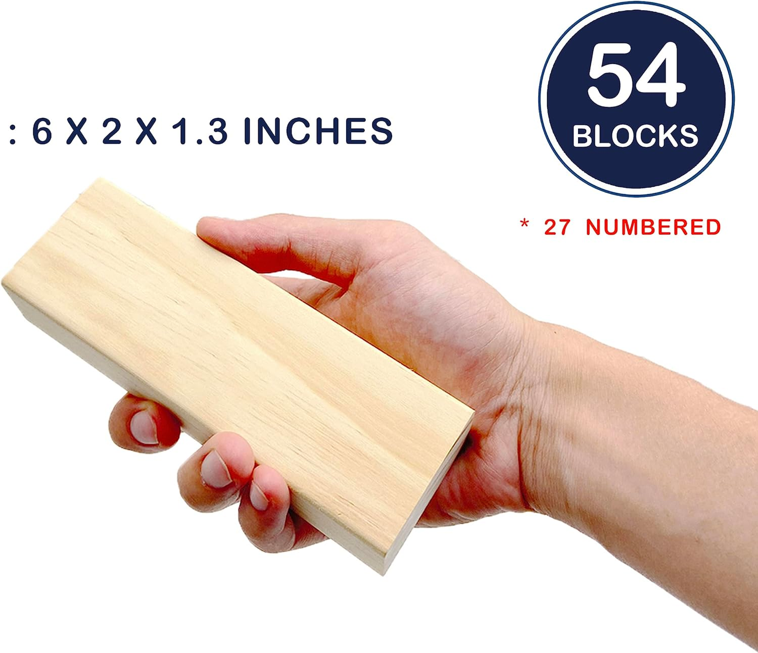 Large Tower Wooden Stacking Outdoor Games for Adults and Family Yard Lawn Blocks Games - Includes Rules and Carrying Bag-54 Pcs Premium Wood image number 5