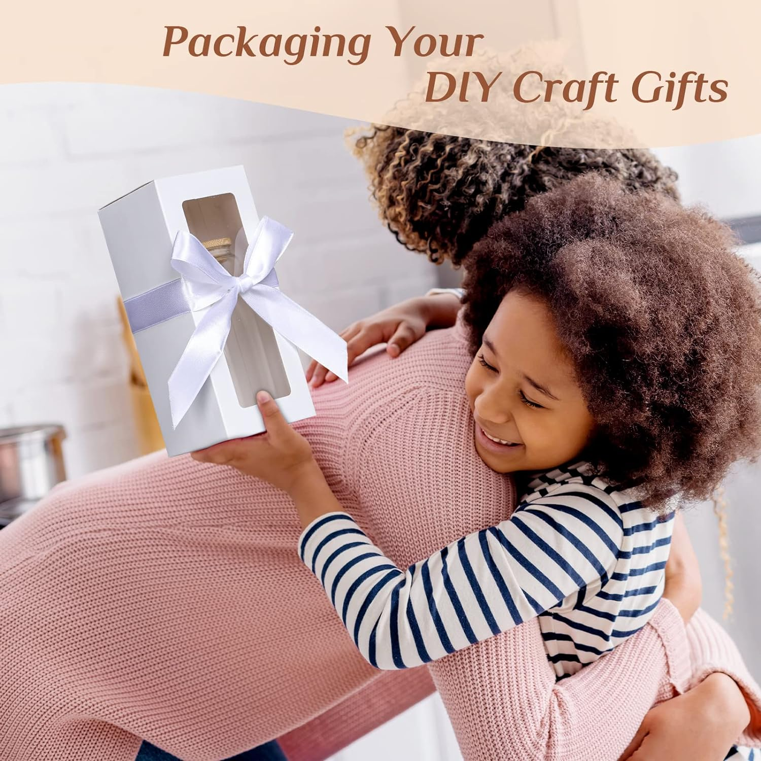 Honoson 24 Pcs Gift Boxes with Ribbon for Sublimation Glass Exhibition Boxes Transparent Gift Box for 12Oz 16Oz 20Oz Drinking Glasses Jars Sublimation Glass Can Blanks Tumbler Gift Box (White)