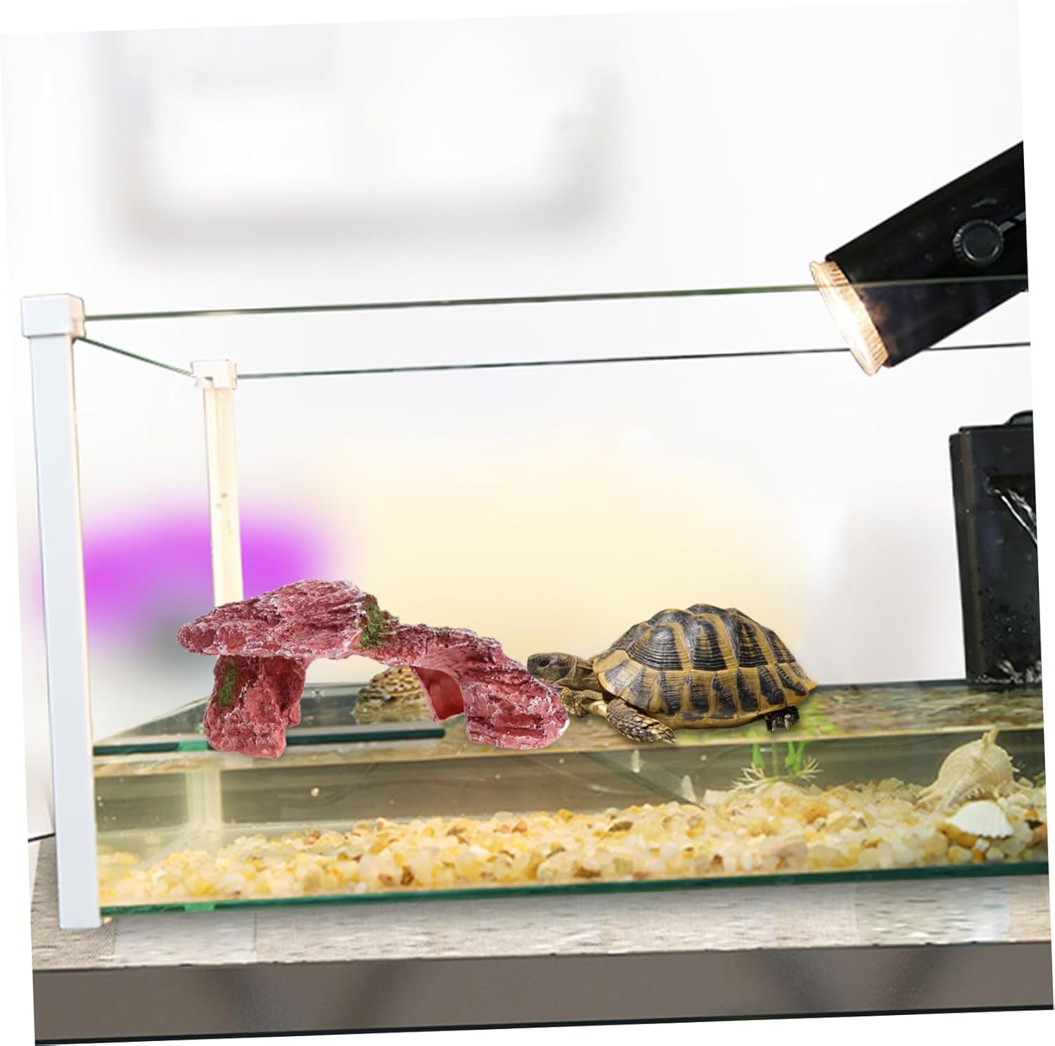 Hohopeti Extra Large Turtle Basking Platform and Climbing Ramp Natural Resin Rock Texture Sturdy Reptile Environment Ornament for Turtle Tanks and Aquatic Terrariums and Tank Decoration image number 1