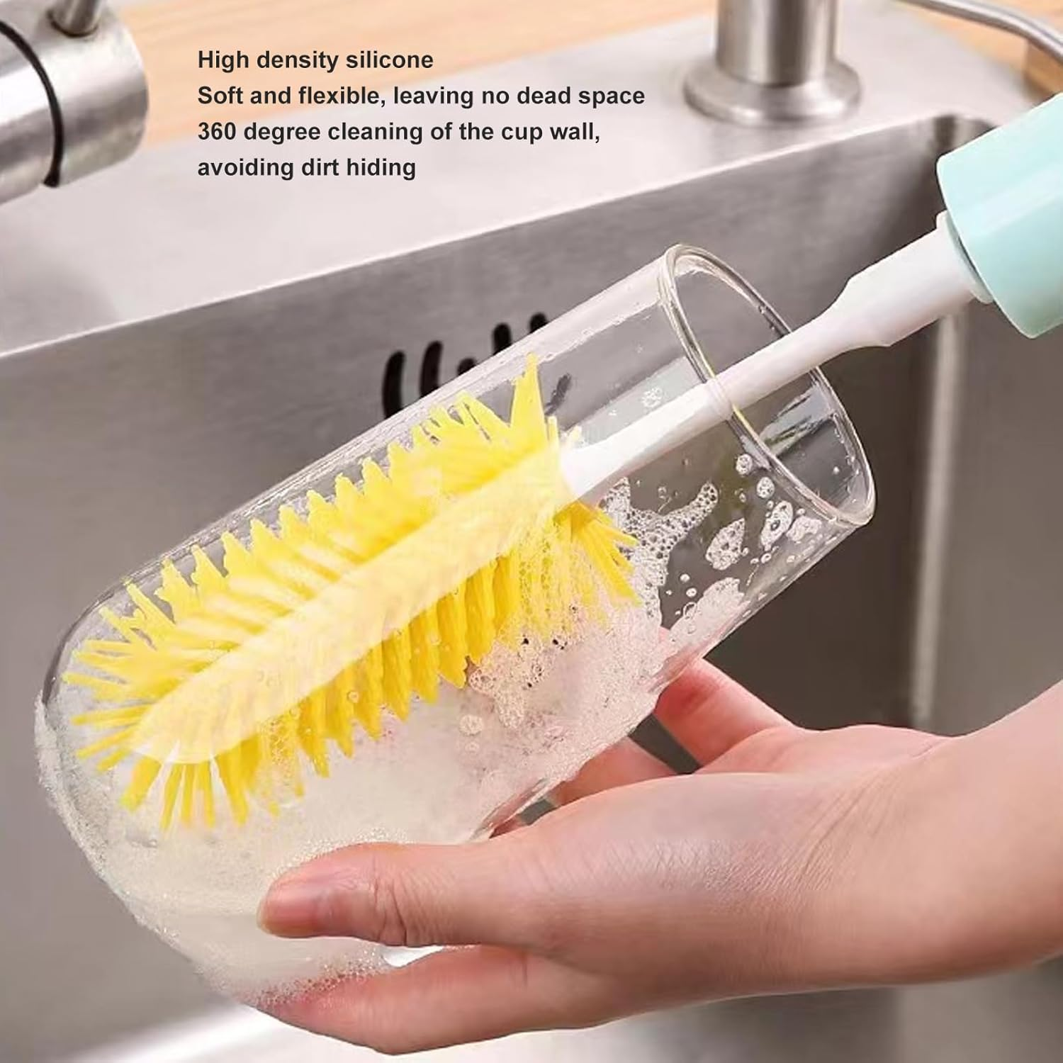 Bewinner Electric Baby Bottle Brush - Removable Smart Baby Bottle Cleaner with 3 Head, Safty Silicone Travel Bottle Brush for Most of Bottles Cups