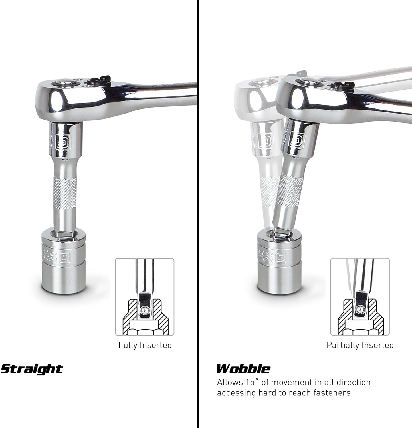 Capri Tools 1/4-Inch Drive Wobble Extension Bar Set, 5-Piece