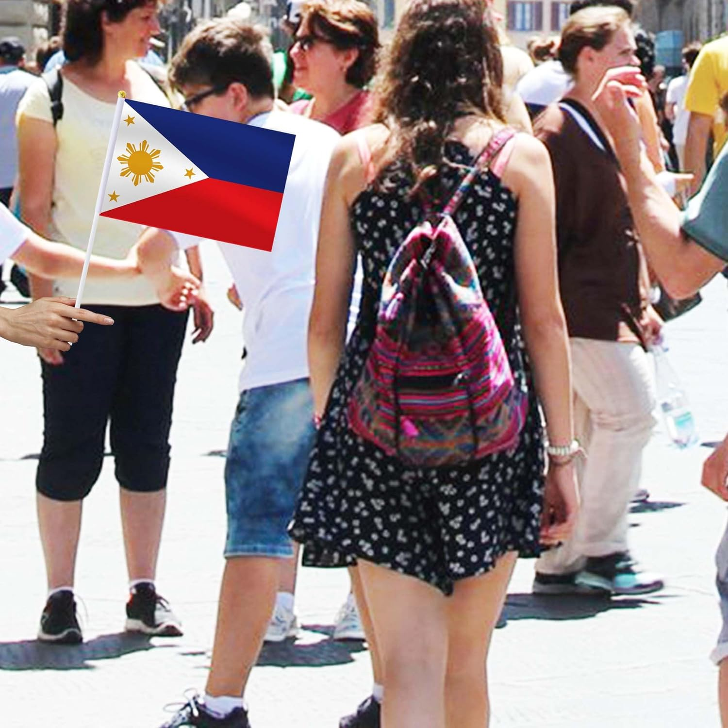 The Philippines Handheld Small Flag Set,10 PCS 5&times;8 Inch Mini Filipinos Hand Held Banner,Tiny Digital Printed Polyester Banner image number 1