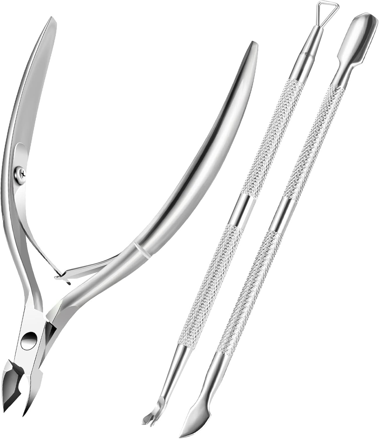 Miners2000 Cuticle Trimmer Cuticle Remover with Cuticle Pusher,Professional Stainless Steel Durable Pedicure Manicure Tools Cutter Nipper Scissor Clipper for Fingernails and Toenails Dead Skin Silver image number 5