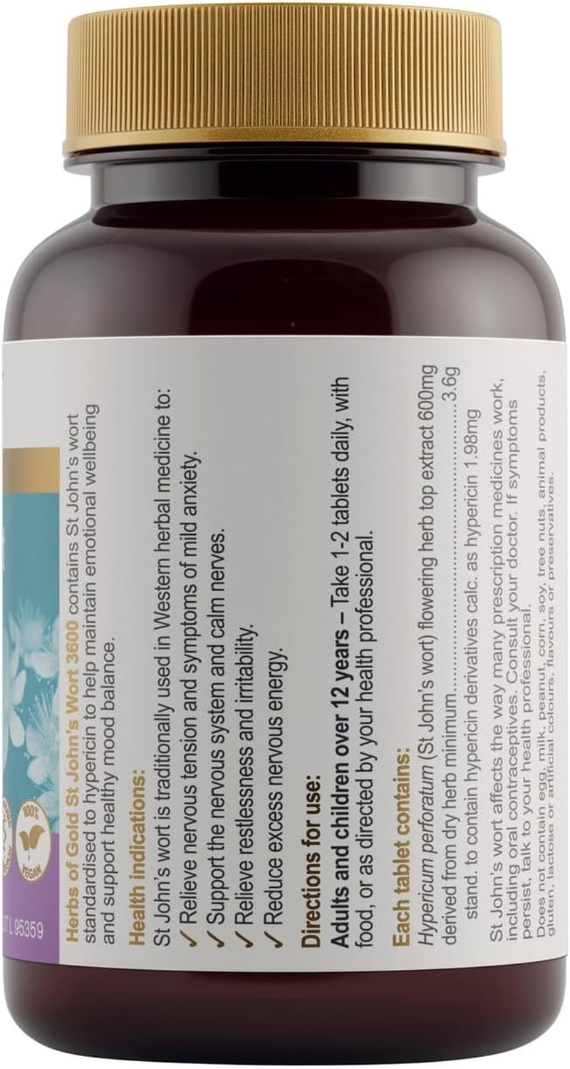 Herbs of Gold Extra Strength St Johns Wort 3600 30 Tablets, 30 Count image number 1