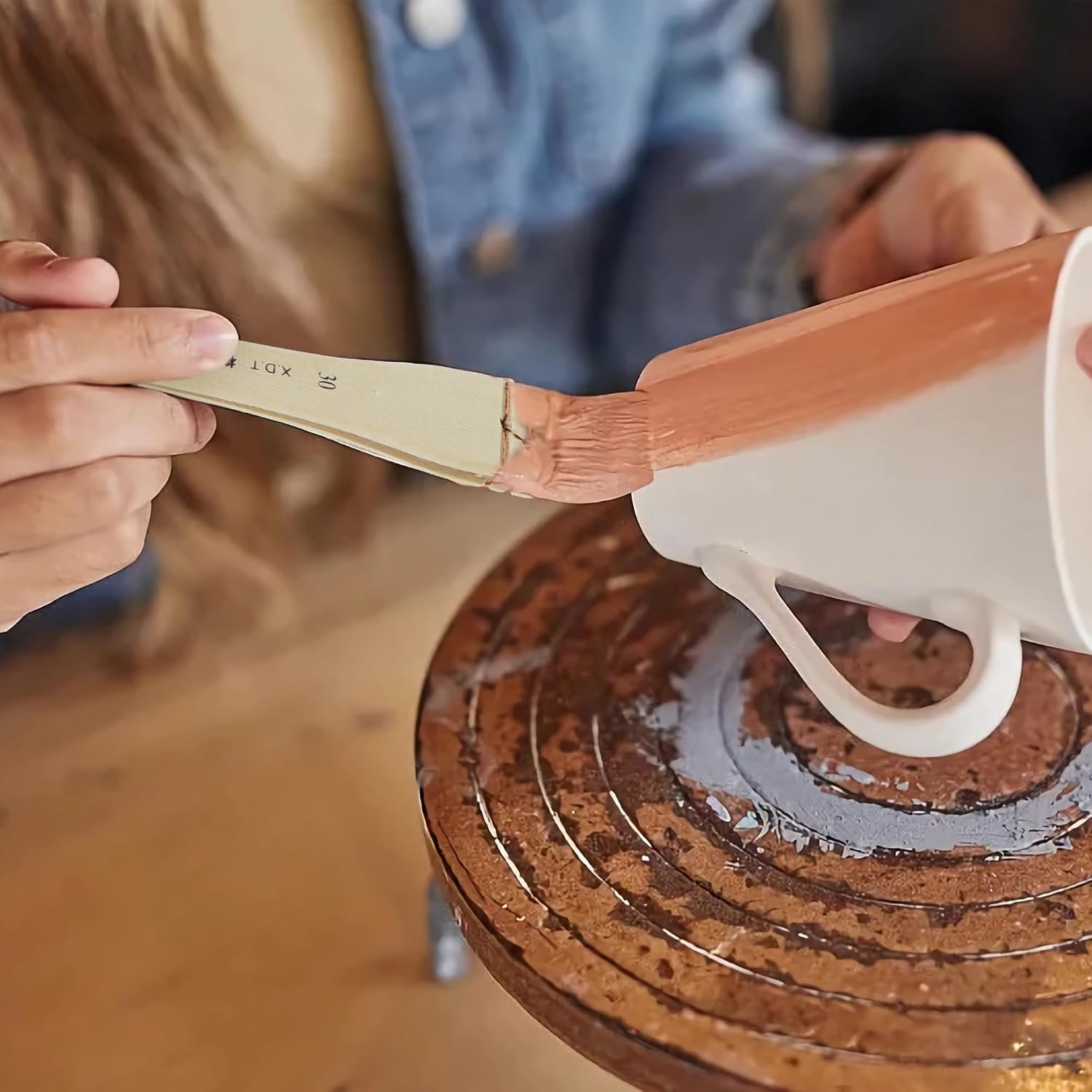 XDT#5249 Hake Artist Paint Brush 3 Piece Set Medium Soft Premium Goat #1.18In #2In #2.95In, Acrylic Oil Watercolor image number 2