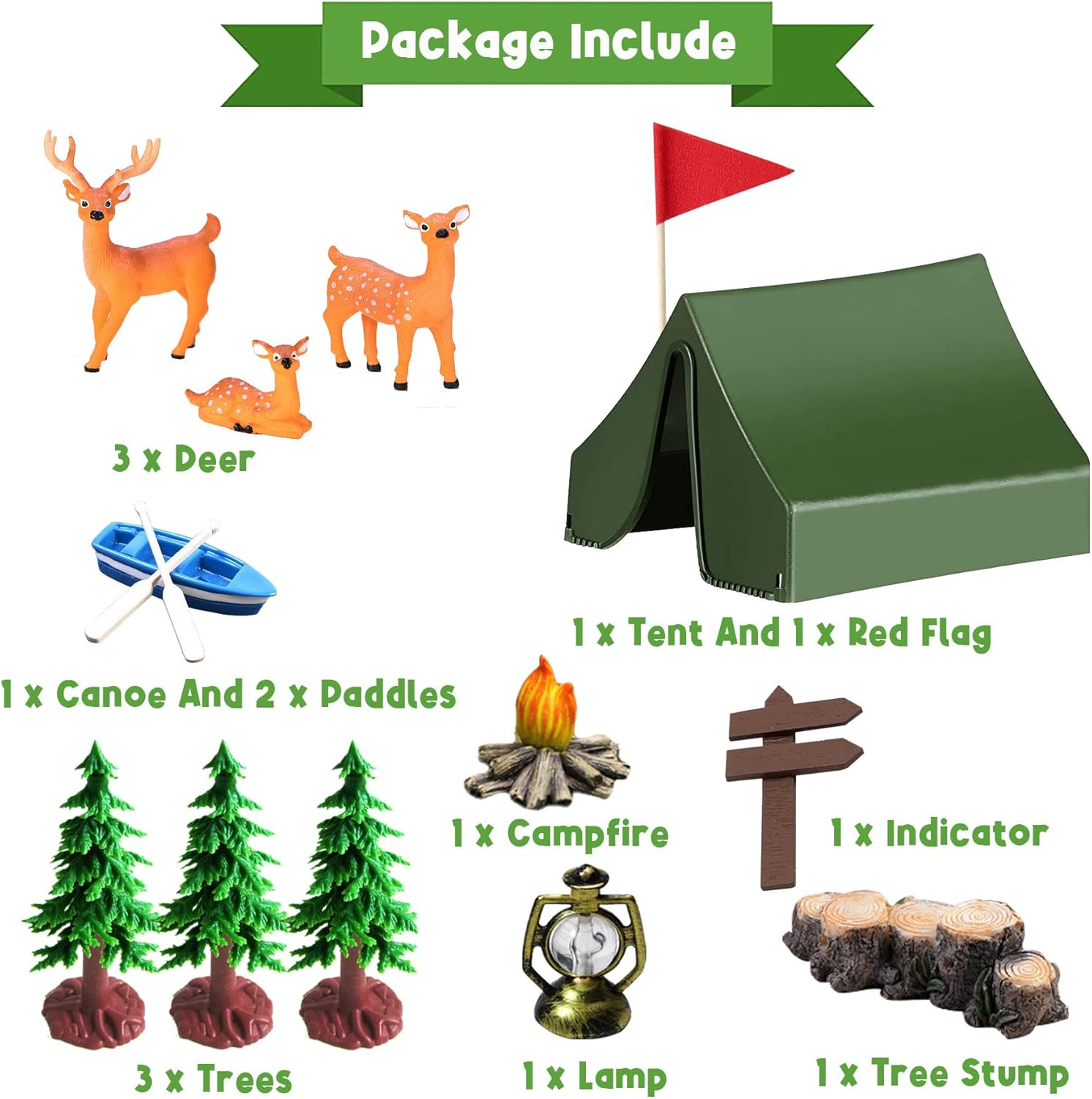 15PCS Camping Cake Decorations - Camping Cake Toppers Fireside Camp Decor Set for Kids Camper Camping Fans' Birthday Party Cake Decors image number 5