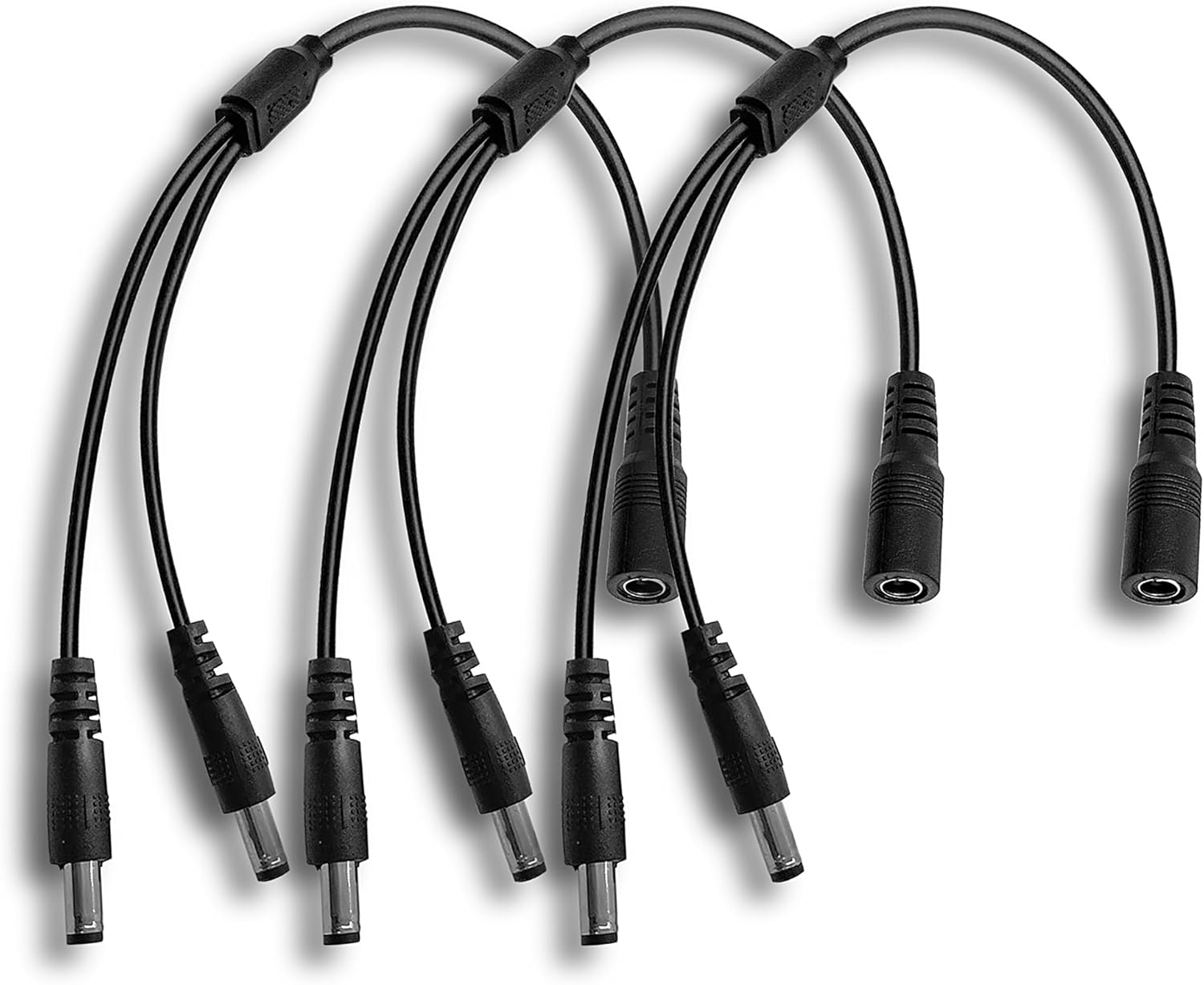 Clearhill 3Packs 1Female to 2 Male Way DC Power Splitter Cable,Plug 5.5Mm X 2.1Mm,Black,For CCTV Security Cameras,Led Strip Lights,Router and More