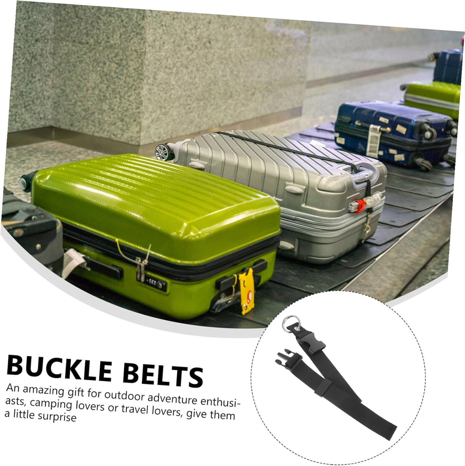 AKOOSY 4Pcs Adjustable Black Luggage Straps for Suitcases, Heavy Duty Travel Belt with Buckle, Portable Anti-Theft Travel Accessories for Outdoor and Suitcase Packing image number 6