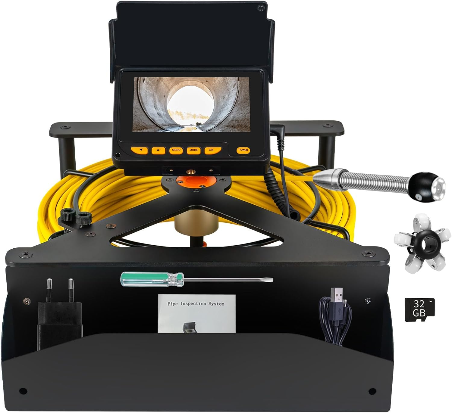 Sewer Inspection Camera,Snake with Light 4.3'' HD 32GB Video Screen Meter Counter,8500Mah HD JQKJCAM 17MM Pipe Plumbing Sewer Drain Camera Waterproof for Plumber Householder Inspector(30M) image number 3