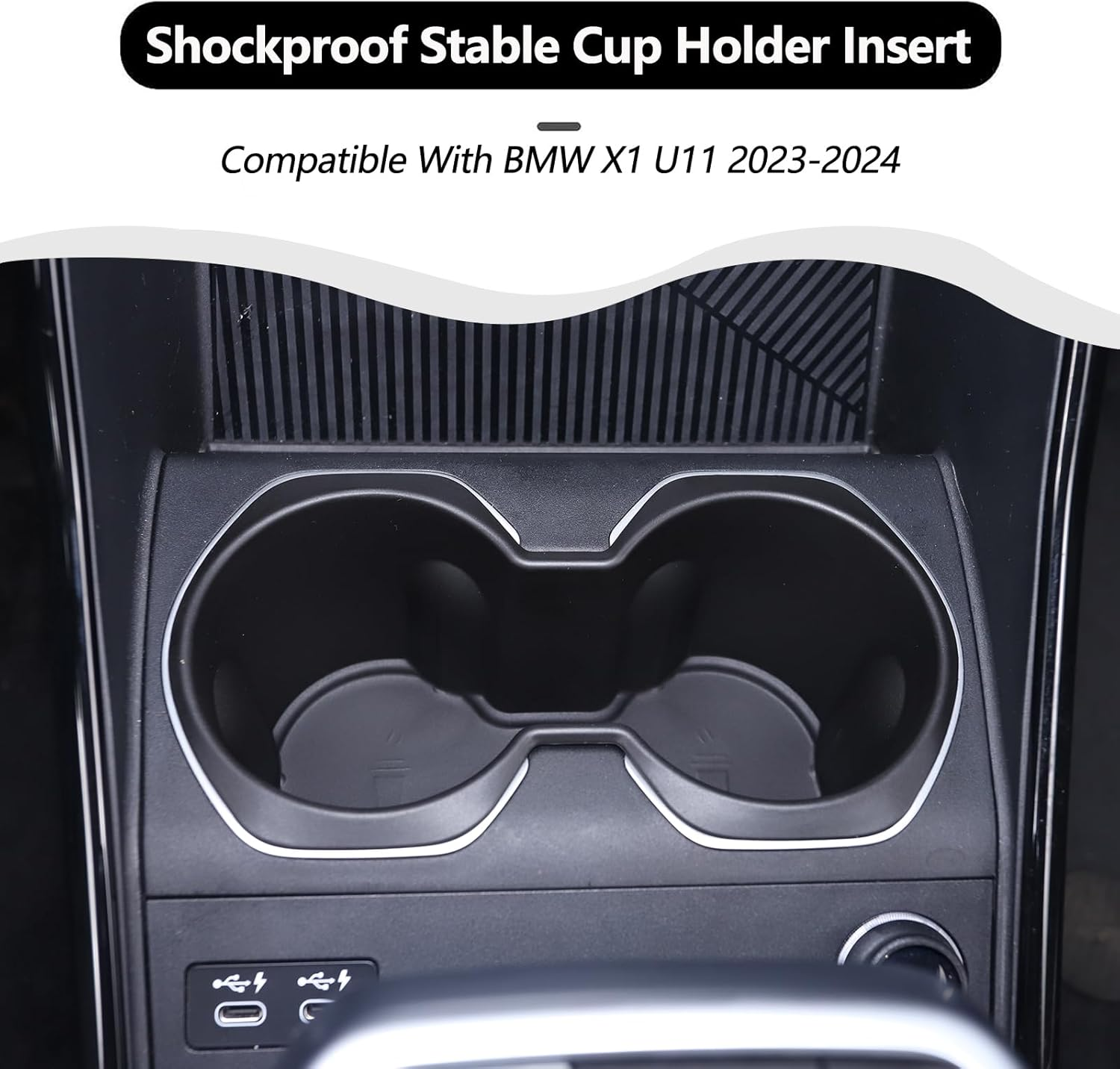 Centre Console Water Cup Holder Bottle Holder Storage Box for B@-MW X1 U11 2023 2024 2025, Shockproof Sturdy Cup Holder Insert, Practical Silicone Car Accessories image number 4