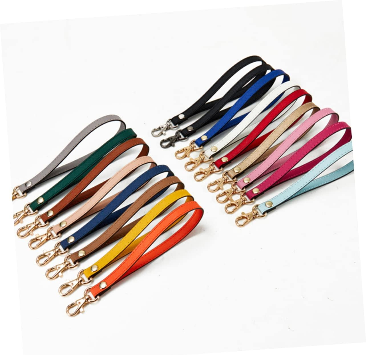 PHENOFICE Leather Wrist Strap Keychain Wristlet for Women, Blue Cross Pattern Genuine Leather Hand Strap with Gold Buckle, Replacement Purse Accessory for Clutch and Wallet Use image number 6