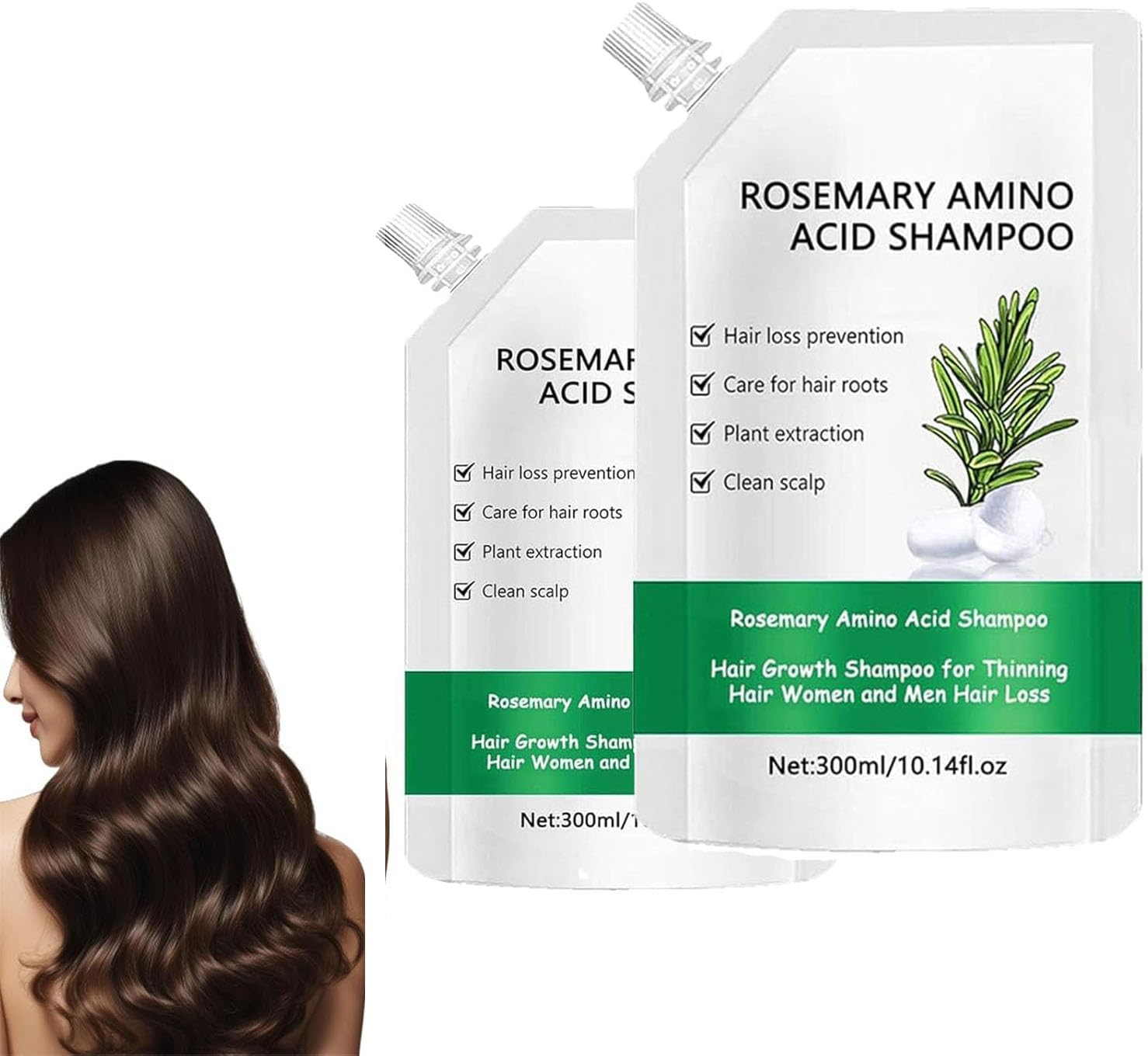 Rosemary Amino Acid Shampoo, Hair Growth Shampoo, Thickening & Strengthening Shampoo with Hydrolyzed Keratin, for Thinning Hairs Women and Men Hair Loss and Oily Scalp (1Pc)