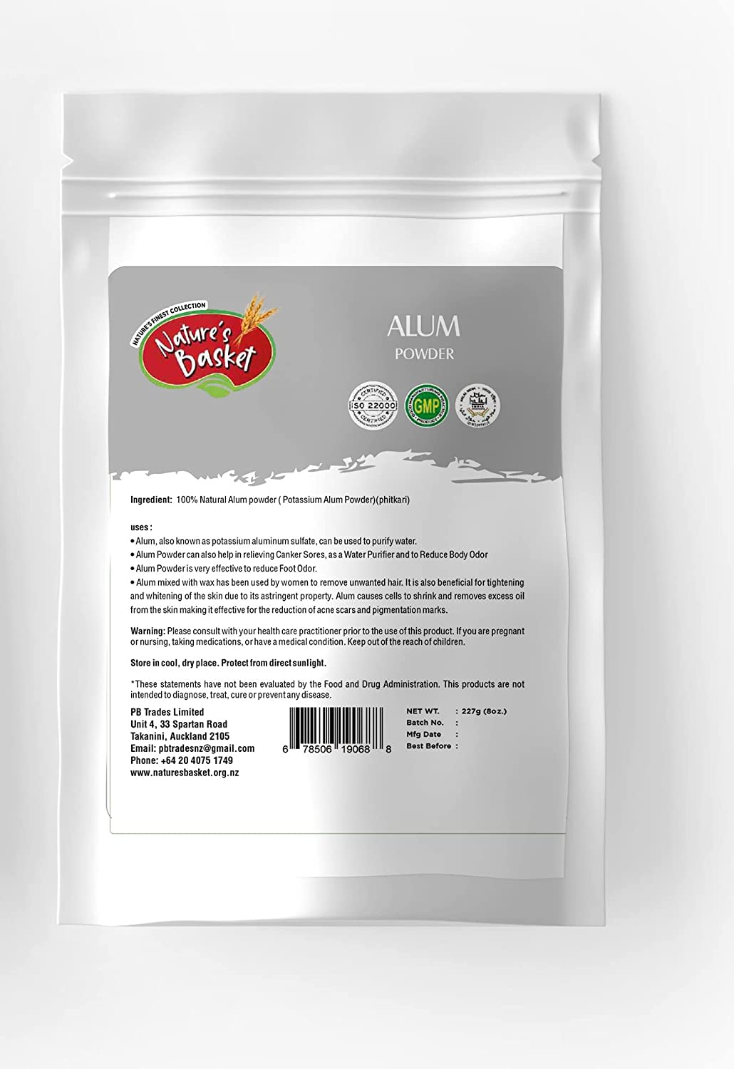 Nature'S Basket Alum (Potassium Alum) Powder 227G (8 Oz) image number 3