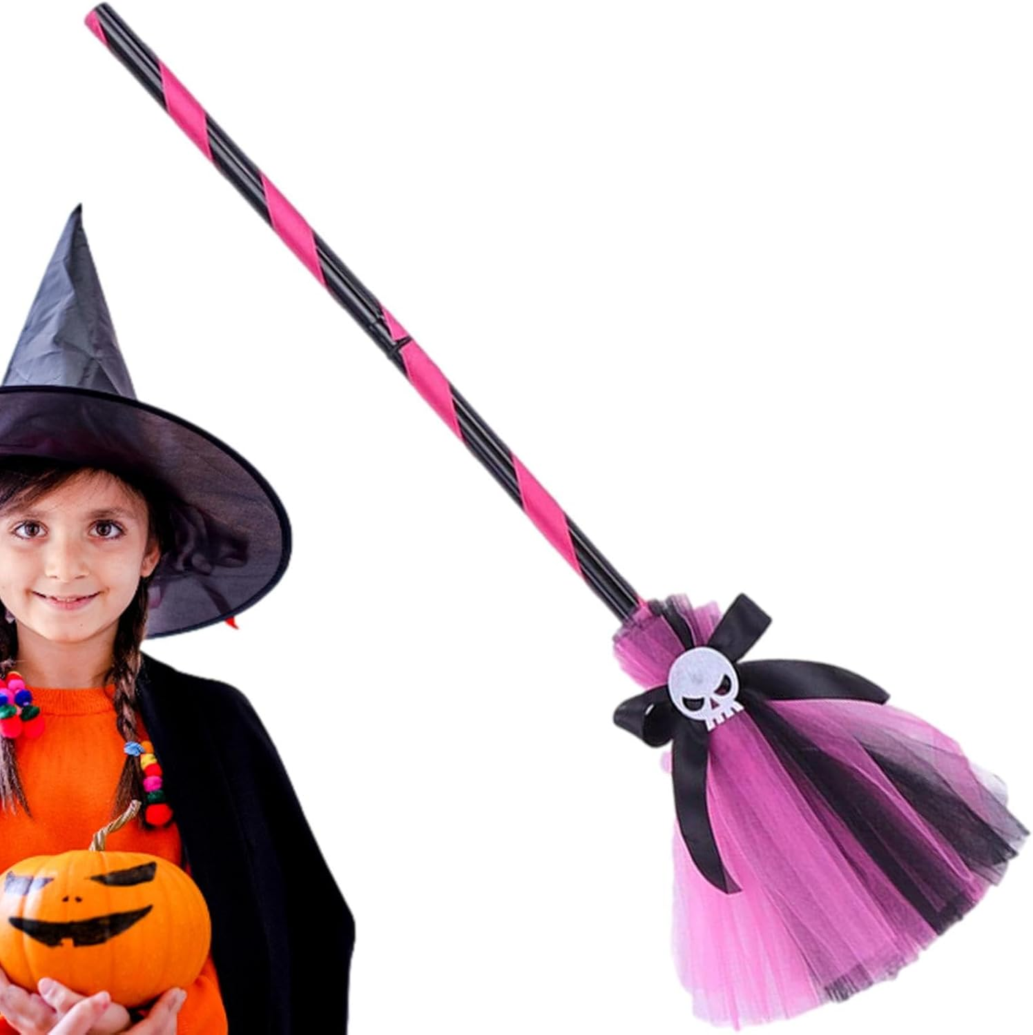 Halloween Witch Hat for Girls - Fancy Costume Hat Broom for Witch Cosplay,Wizard Cosplay Witch Hat Broom for Teen Girls for Role-, Costume, Parade, Cosplay