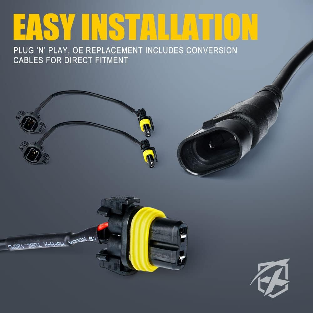 Xprite 4" Inch Amber LED Fog Light Compatible with 2007-2018 Jeep Wrangler JK Unlimited Jku, Driving Offroad Foglights, DOT Approved Front Bumper Replacements Fog Lamps, Amber - White image number 3