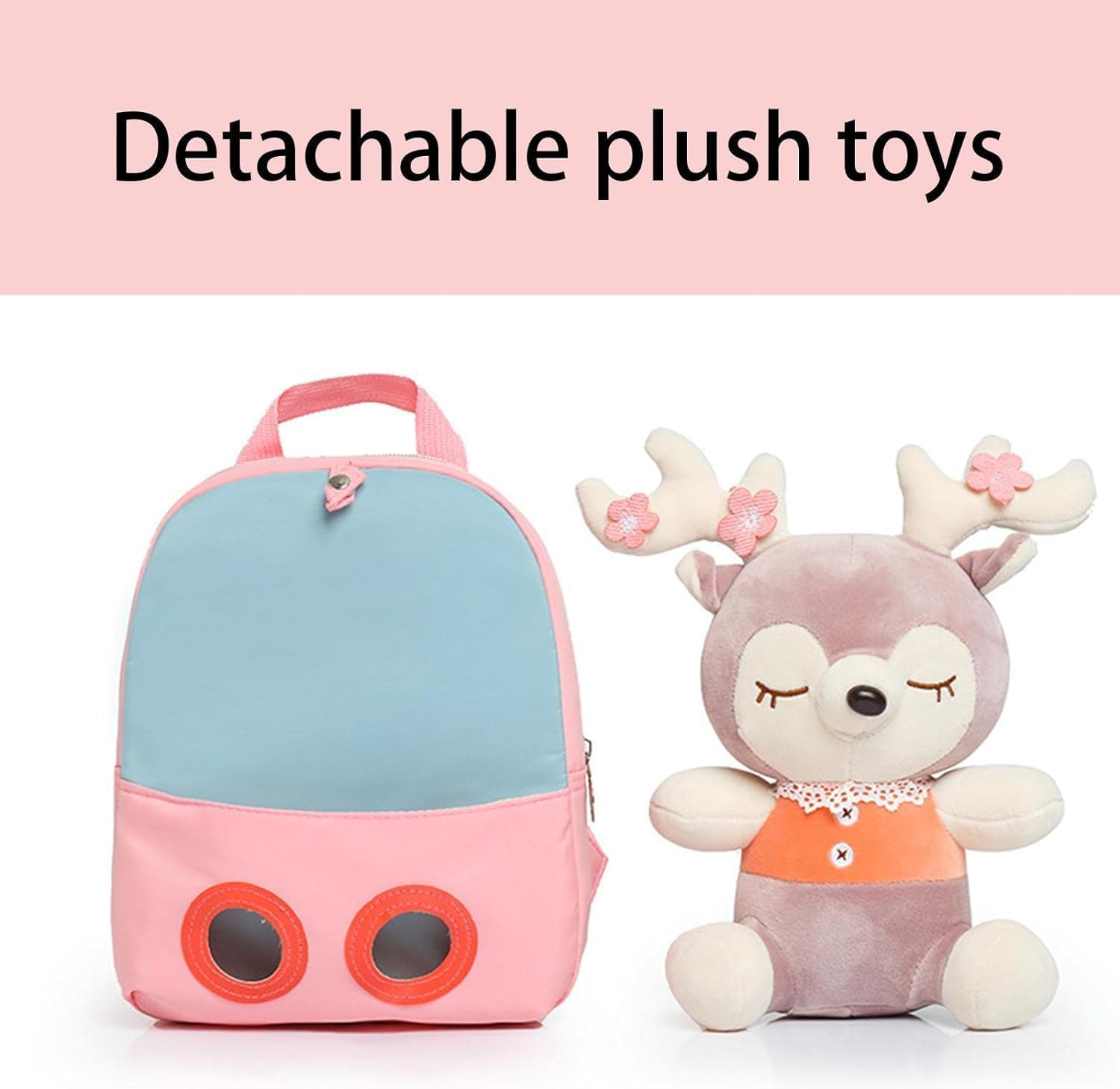 Cute Toddler Backpack - Detachable Reindeer Doll Toddler Backpack | Preschool Shoulder Bag Student Travel Bag for Girls Kids image number 3